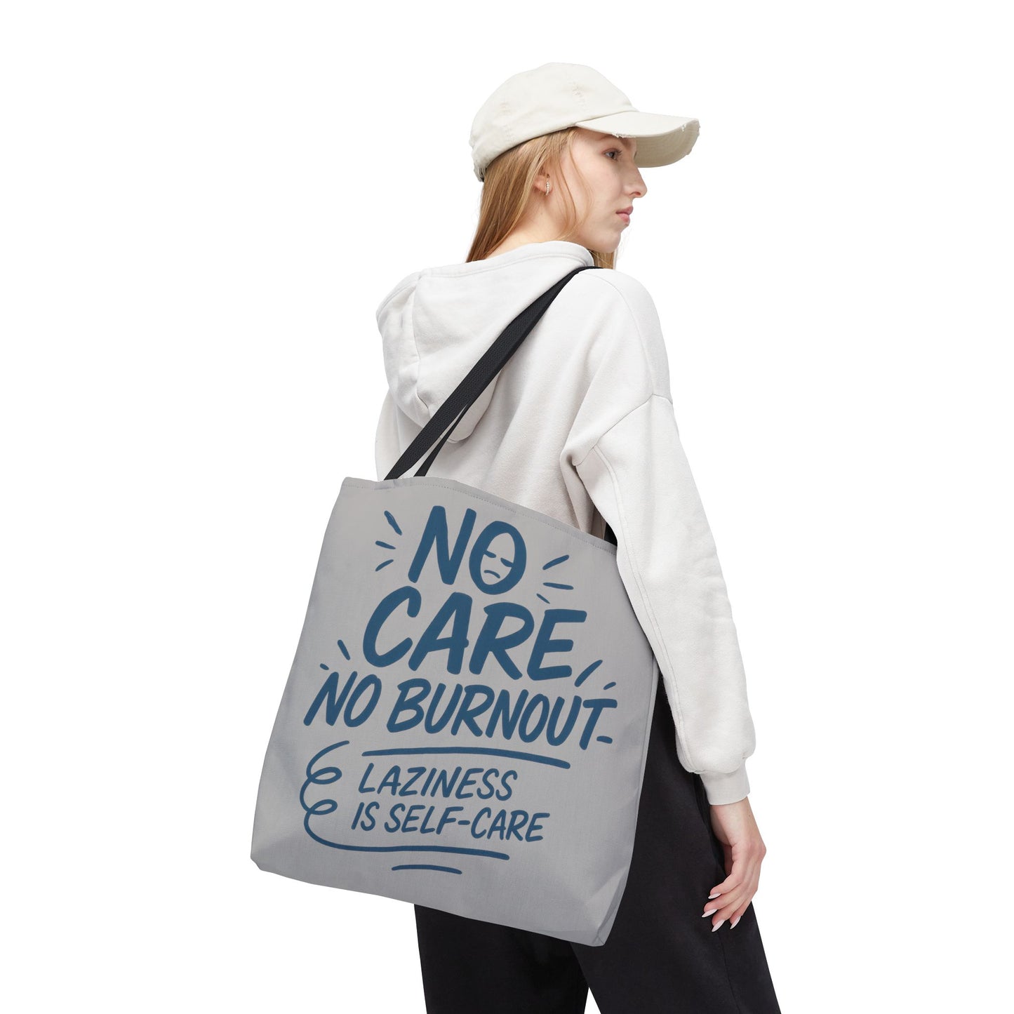 Laziness is Self-Care Funny Quote Bag, Oversized Reusable Canvas Shopping Tote, Sarcastic Self-Care Gift, Weekend Getaway, Everyday Use