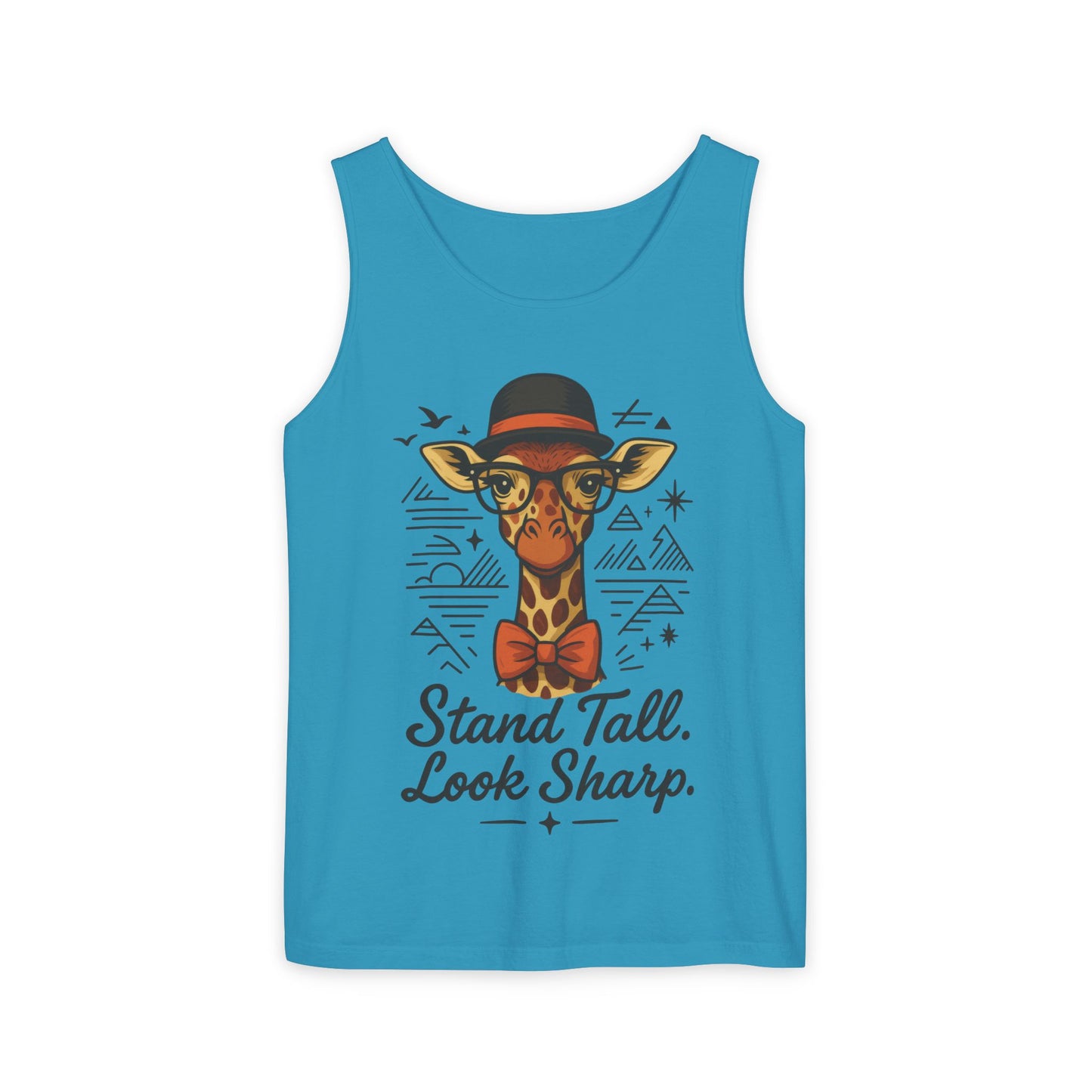 Giraffe Inspirational Tank Top, Stand Tall Look Sharp Shirt, Unisex Summer Apparel, Cute Animal Gift, Zoo Lover's Fashion