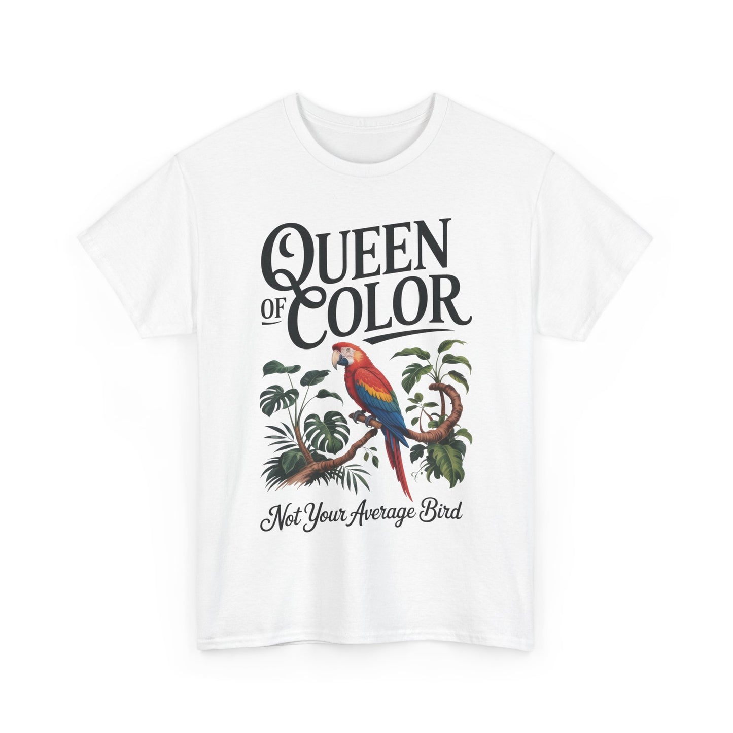 Colorful Queen Womens Tee, Fun Graphic T-Shirt, Casual Wear, Gift for Bird Lovers, Trendy Summer Apparel