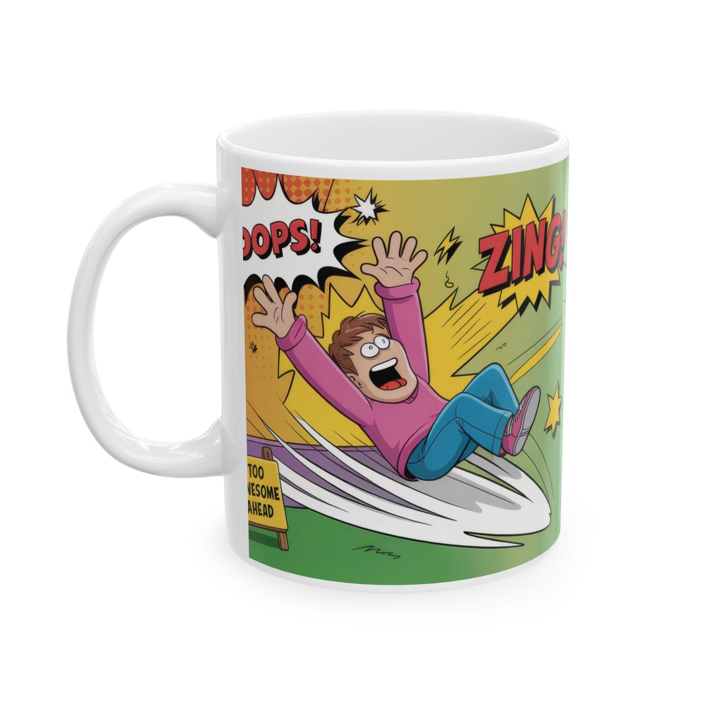 Funny Comic Mug, Dont Trip Over My Awesomeness, Bold Confidence Coffee Cup, Colorful Humor Gift, Cartoon Style Mug, Gift for Coffee Lovers