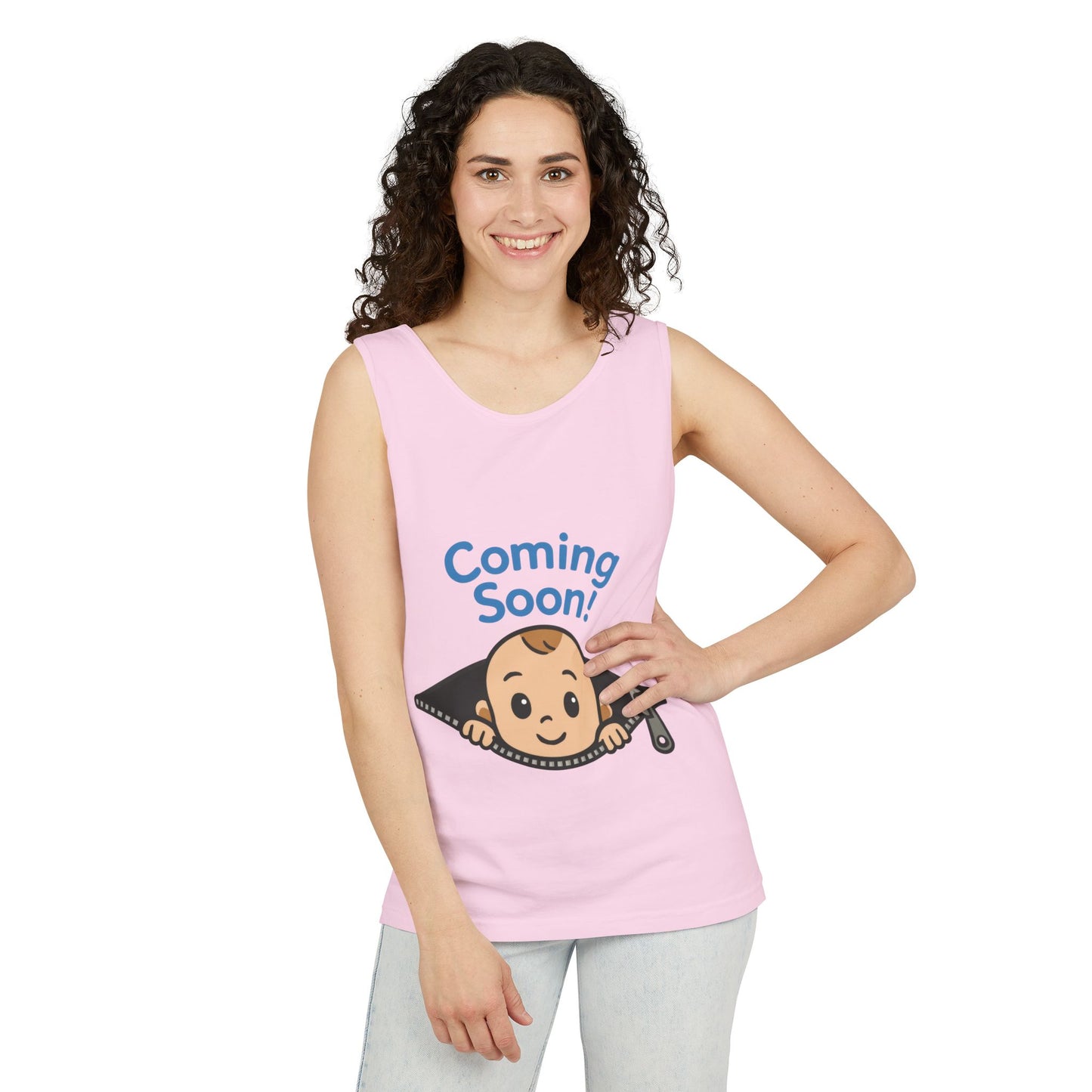 Coming Soon Maternity Tank Top, Cute Baby Boy Pregnancy Announcement Tee, Funny Expecting Mom Gift, Gender Reveal Tee, Baby Shower Top