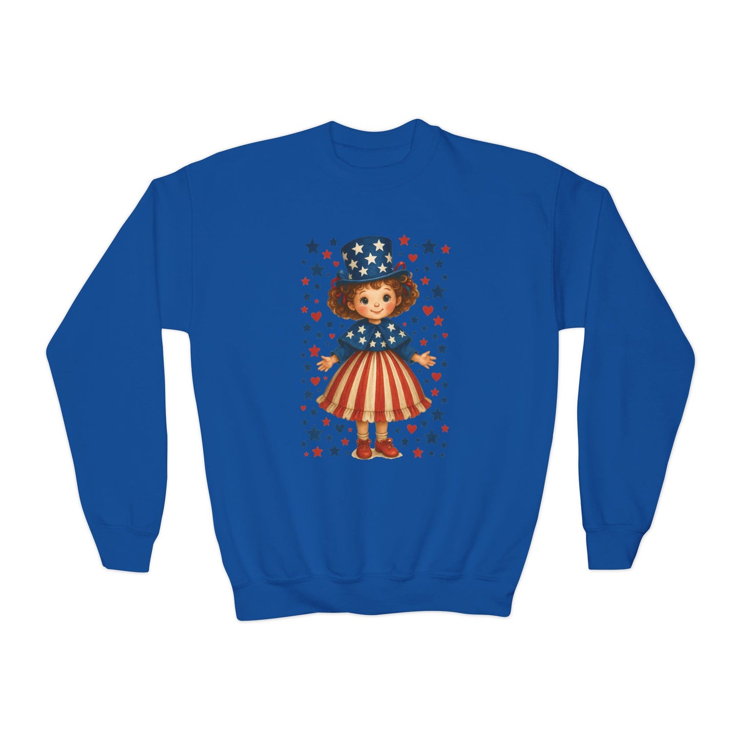 Youth Patriotic Crewneck Sweatshirt, Kids American Flag Sweatshirt, 4th of July, Independence Day Gift, Stars and Stripes