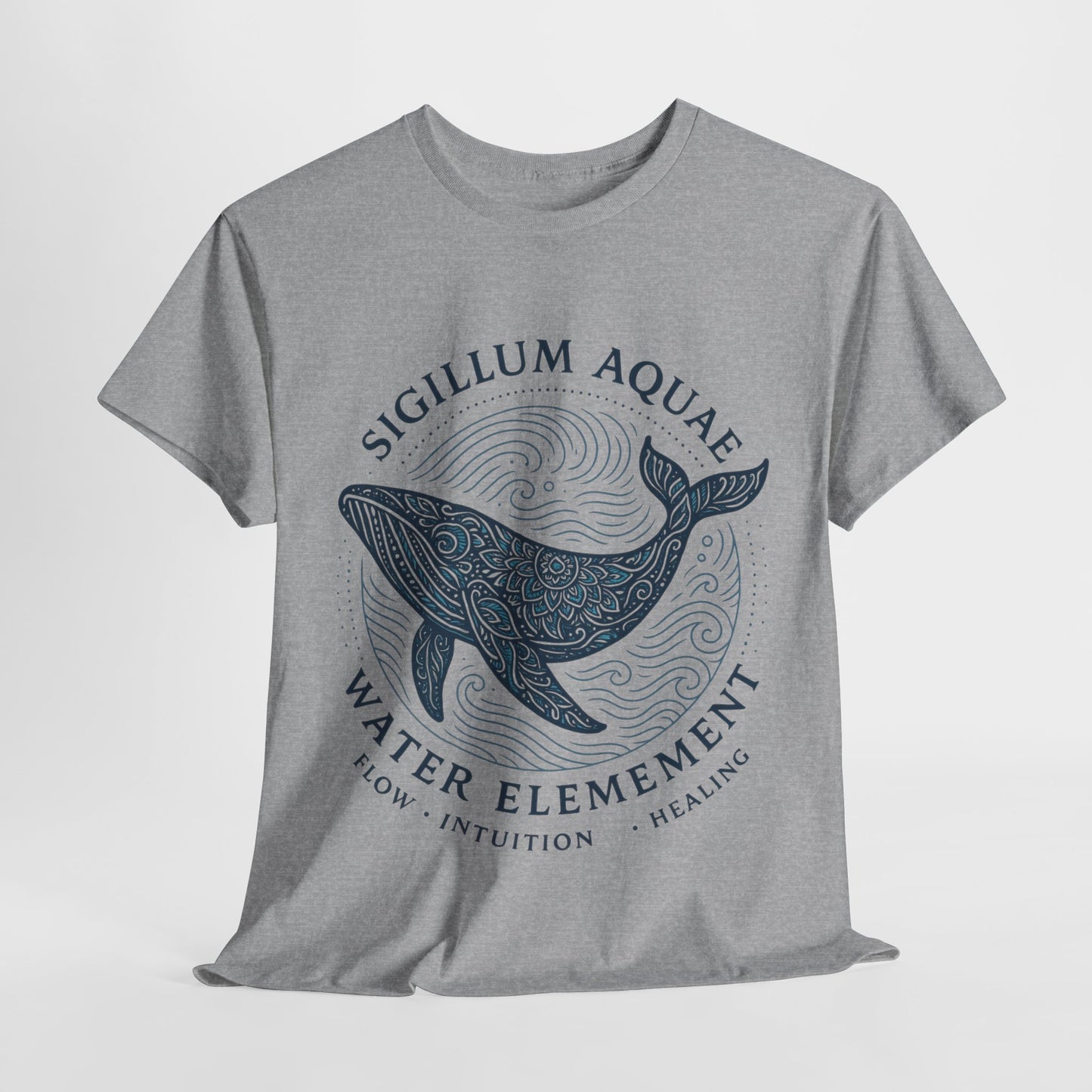 Water Element Whale Tee, Sigillum Aquae Symbol, Flow Intuition Healing, Spiritual Ocean Totem Tee, Nature Energy Shirt, Mindfulness Fashion