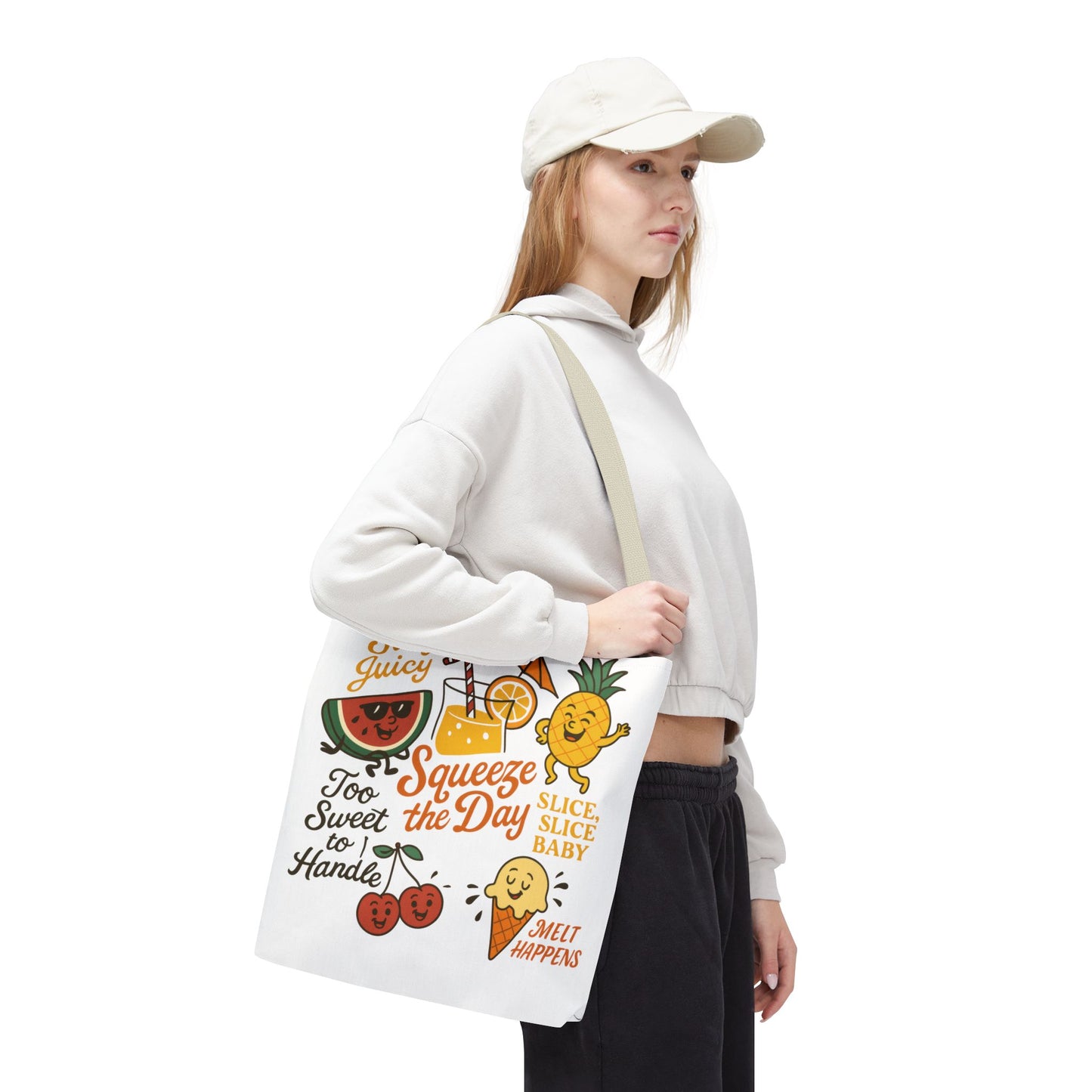 Juicy Summer Tote Bag, Fun Beach Carryall, Perfect for Grocery Shopping, Reusable Market Tote, Cute Gift for Fruit Lovers, Large Tote Bag