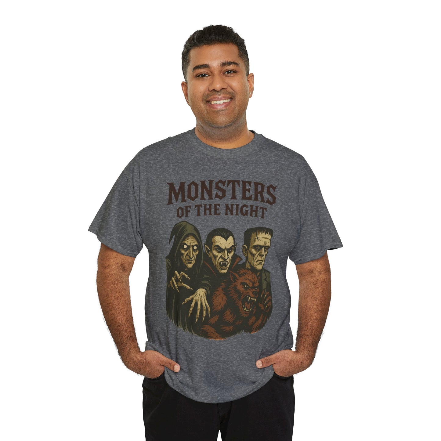 Monsters of the Night Men's T-Shirt, Classic Horror Movie Monsters Graphic Tee, Halloween Shirt