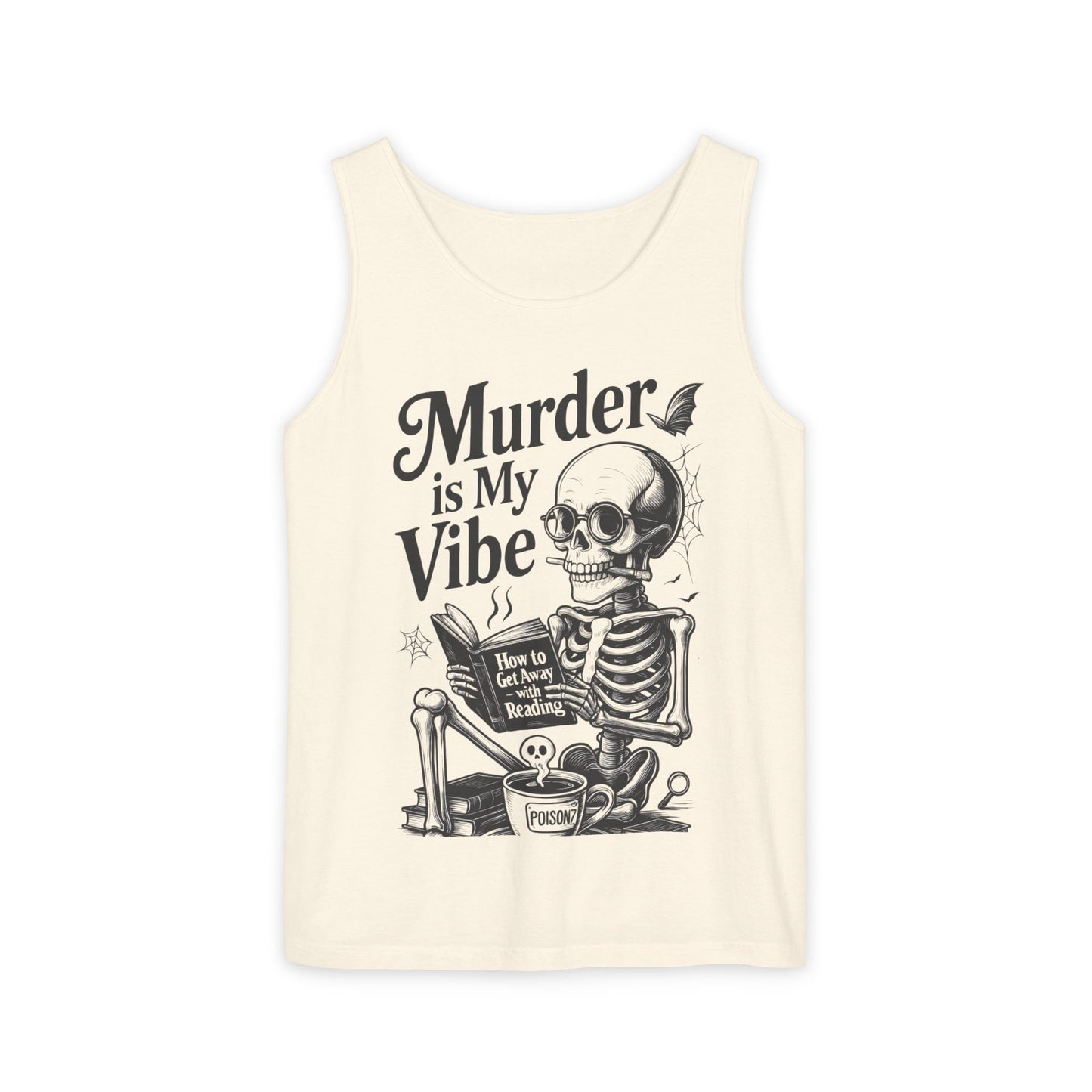 Murder Is My Vibe Tank Top, Womens Goth Tank, Halloween Clothing, Skeleton Graphic Tee, Cozy Casual Wear, Quirky Gift Idea