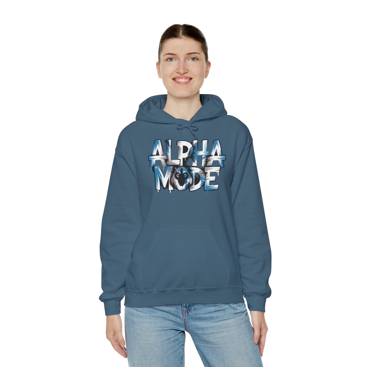 Mens Heavy Blend™ Hooded Sweatshirt, Alpha Mode Wolf Hoodie Mens Bold Streetwear