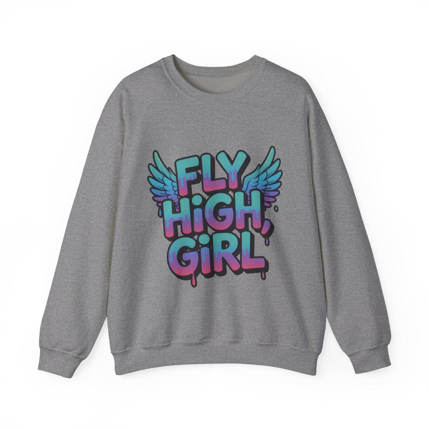 Women's Sweatshirt Fly High Girl, Graffiti Drip Angel Wings Streetwear Pullover Top
