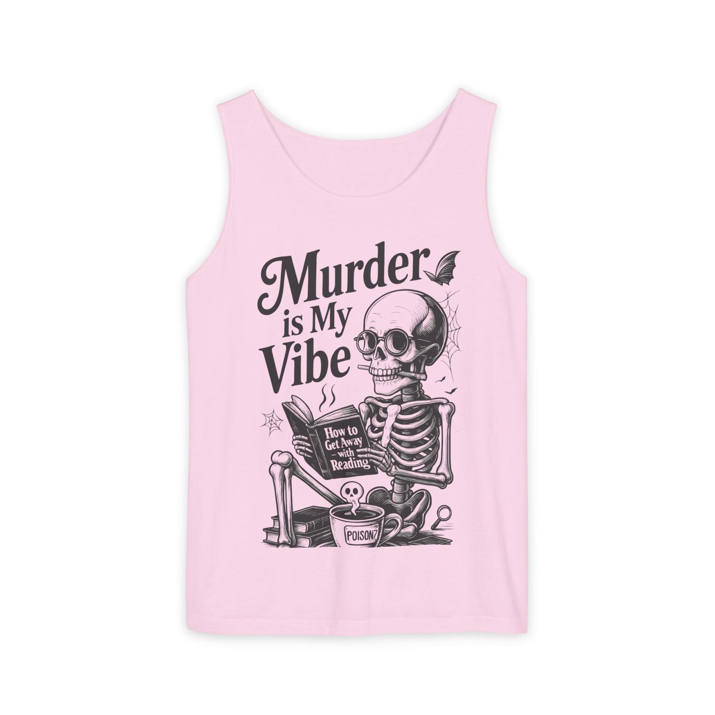 Murder Is My Vibe Tank Top, Womens Goth Tank, Halloween Clothing, Skeleton Graphic Tee, Cozy Casual Wear, Quirky Gift Idea