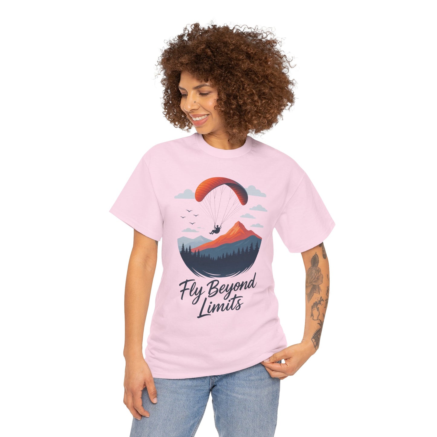 Paragliding Adventure T-Shirt, Mountain Landscape Tee, Nature Travel Lover Shirt, Outdoor Hiking Gift, Unisex Heavy Cotton Tee