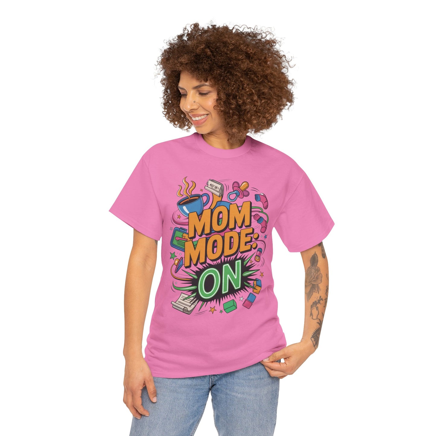 Mom Mode ON Cotton Tee, Funny Mom T-Shirt, Gift for Mothers, Parent Life Apparel, Mother's Day Humor T-Shirt, Cute Mama Life Graphic Tee