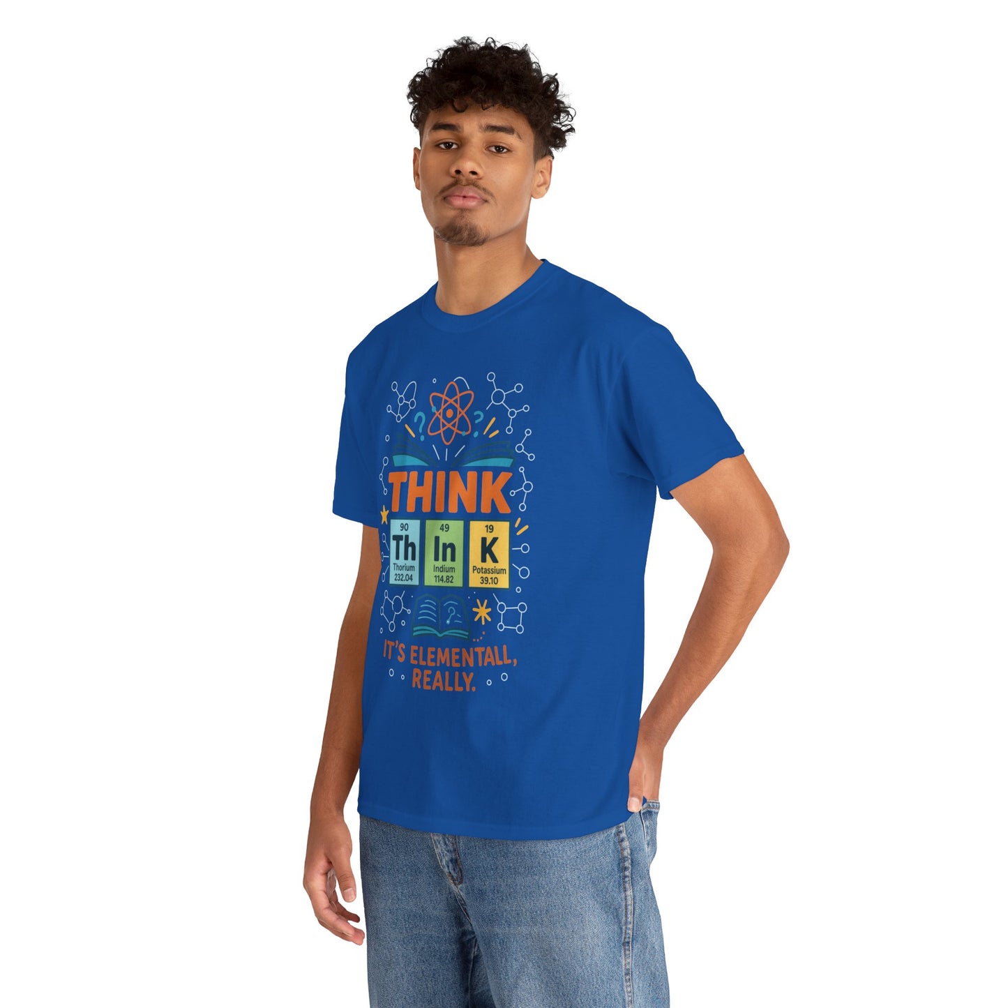 Funny Mens Science T-Shirt, THINK Element Periodic Table Shirt, Smart Geek Nerd Tee for Him, Ideal for Science Lovers, Geeky Apparel