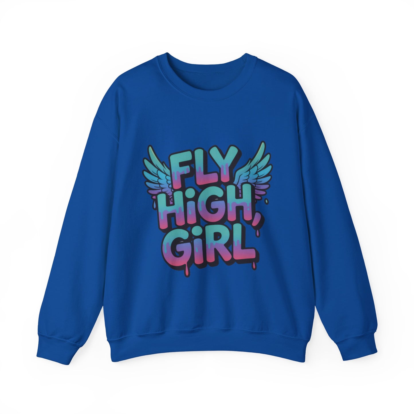 Women's Sweatshirt Fly High Girl, Graffiti Drip Angel Wings Streetwear Pullover Top