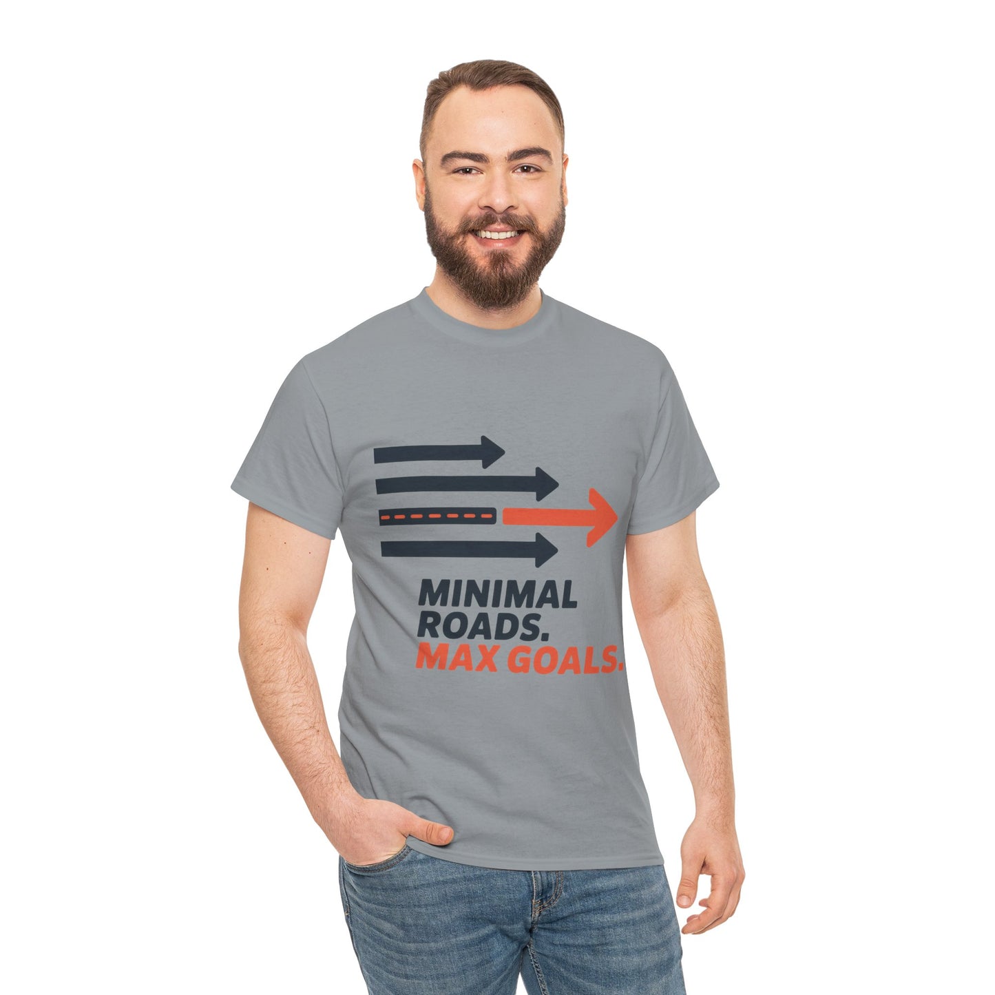 Minimal Roads Max Goals Motivational Mens T-Shirt, Urban Style Graphic Tee