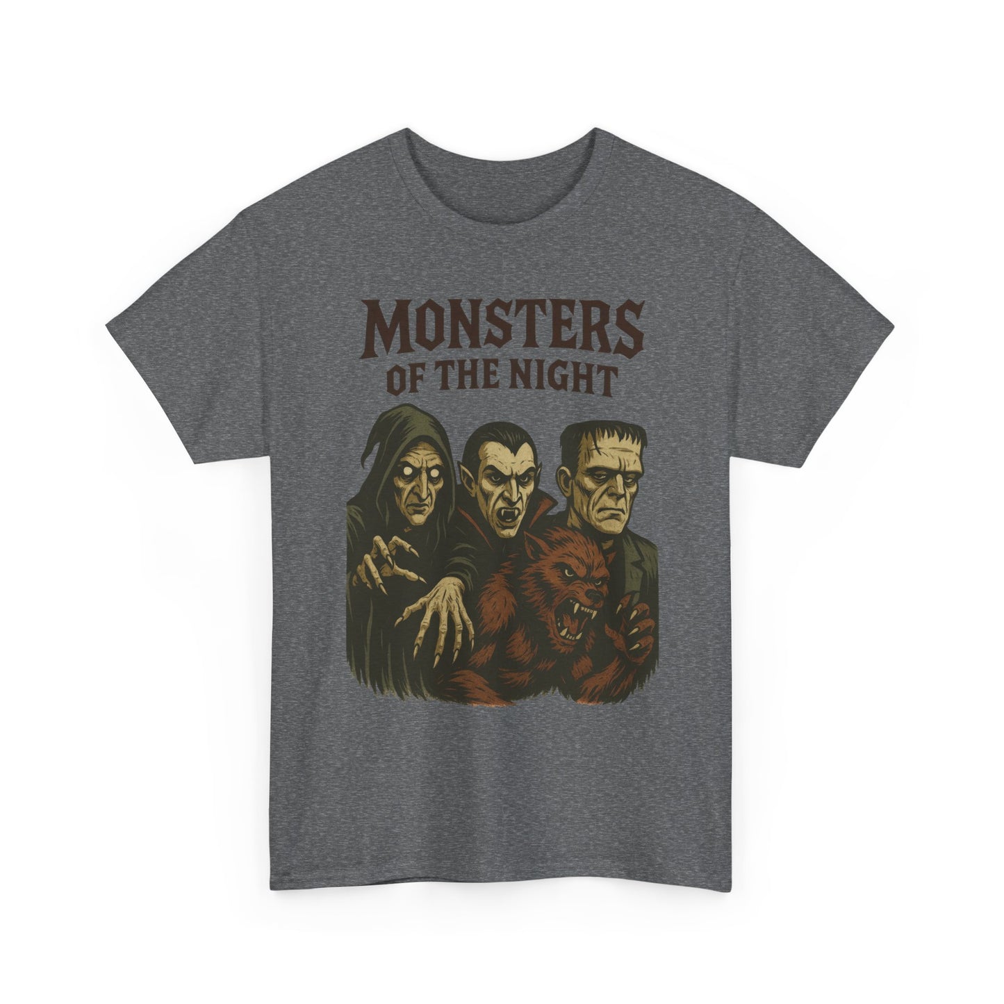 Monsters of the Night Men's T-Shirt, Classic Horror Movie Monsters Graphic Tee, Halloween Shirt