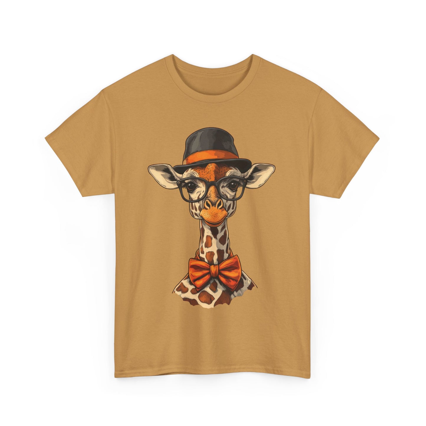 Hipster Giraffe T-Shirt with Hat and Glasses, Whimsical Giraffe Tee, Fun Gift, Cute Graphic Shirt, Unisex Heavy Cotton Tee