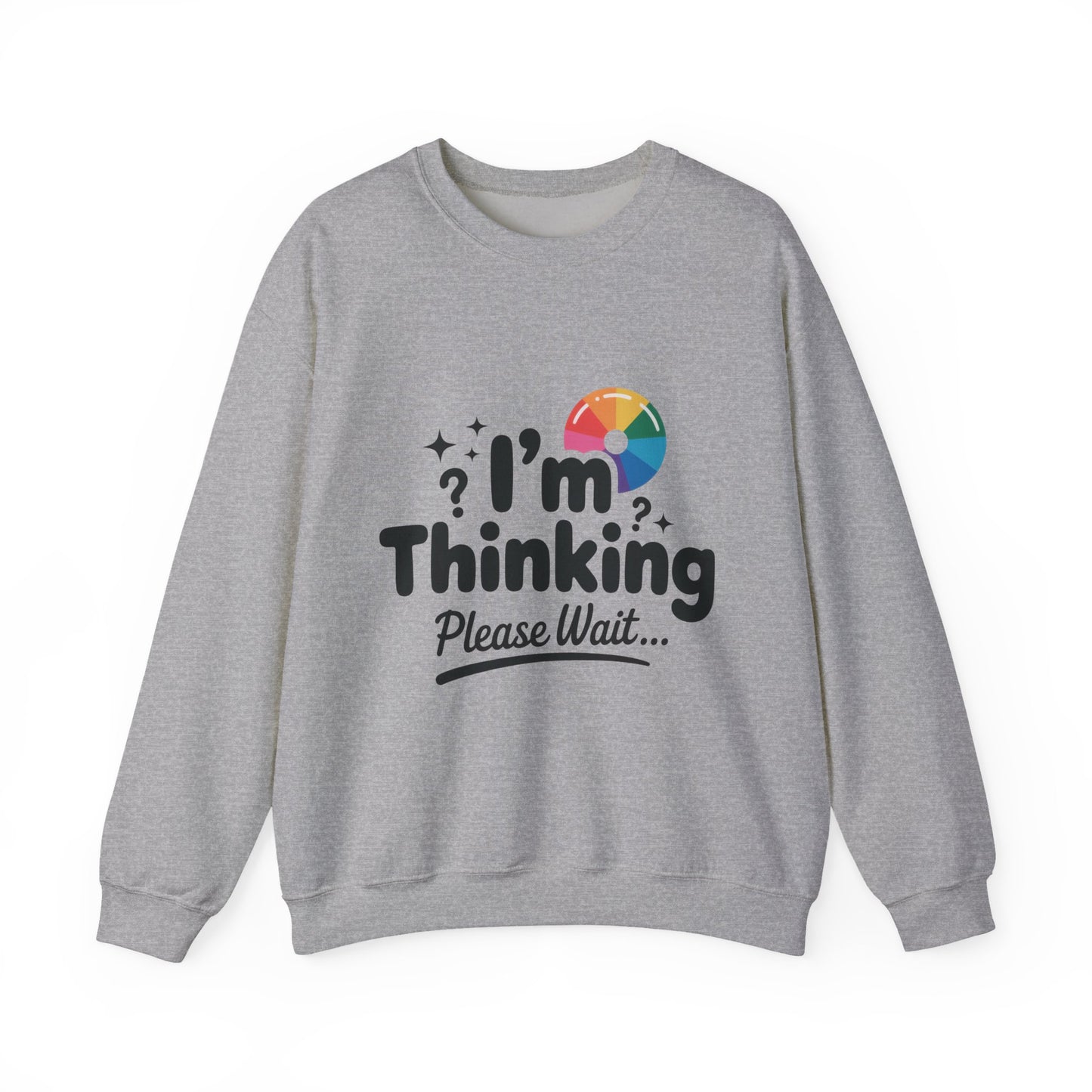 Funny - Im Thinking Please Wait - Mens Sweatshirt, Cute Geeky Gift for Introverts, Programmers, Designers, Humor Crewneck, Gift for Adults