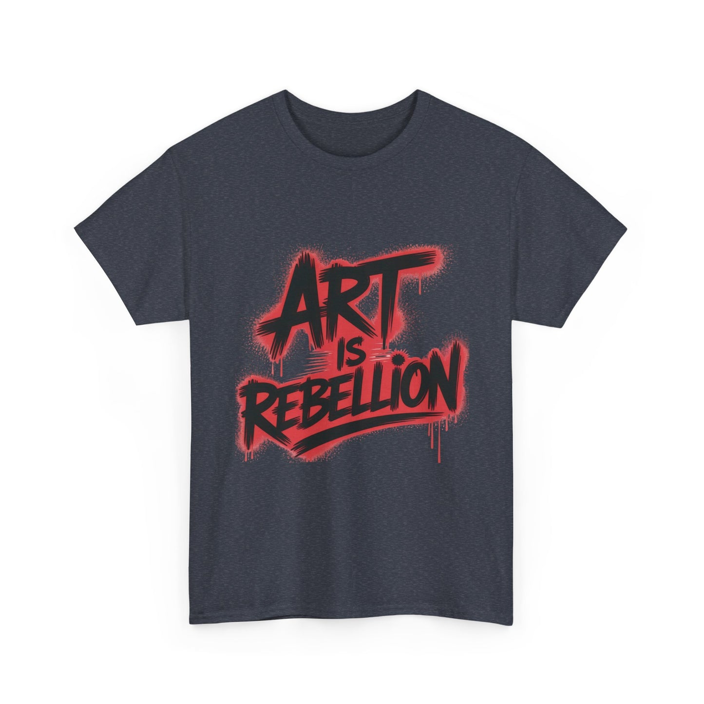 Men's Heavy Cotton Tee, Art Is Rebellion Men's T-Shirt, Graffiti Street Art Graphic Tee, Urban Skate Punk Style Shirt