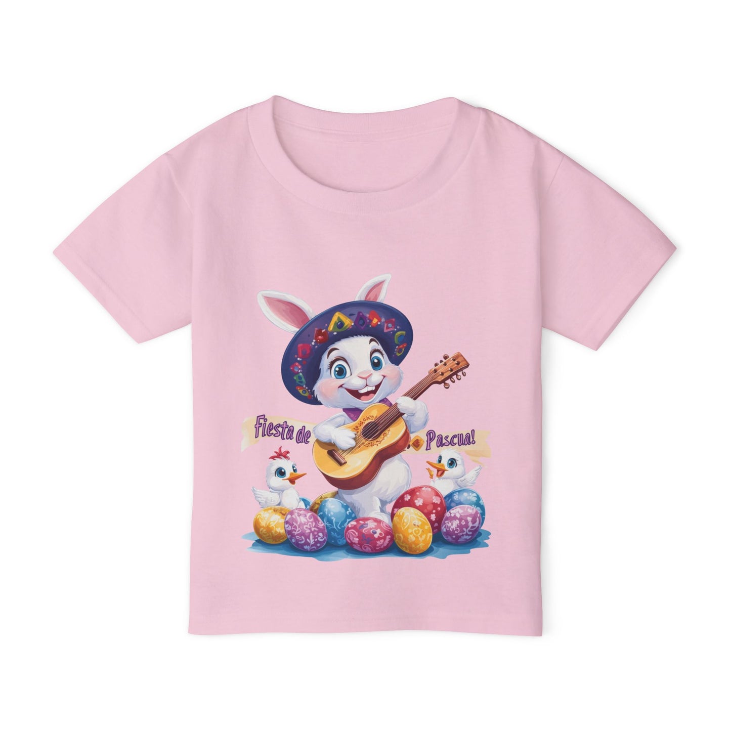 Fiesta de Pascual Toddler T-Shirt, Easter Bunny Shirt, Spring Holiday Kids Top, Adorable Gift for Toddlers, Mexican Bunny Shirt with Guitar
