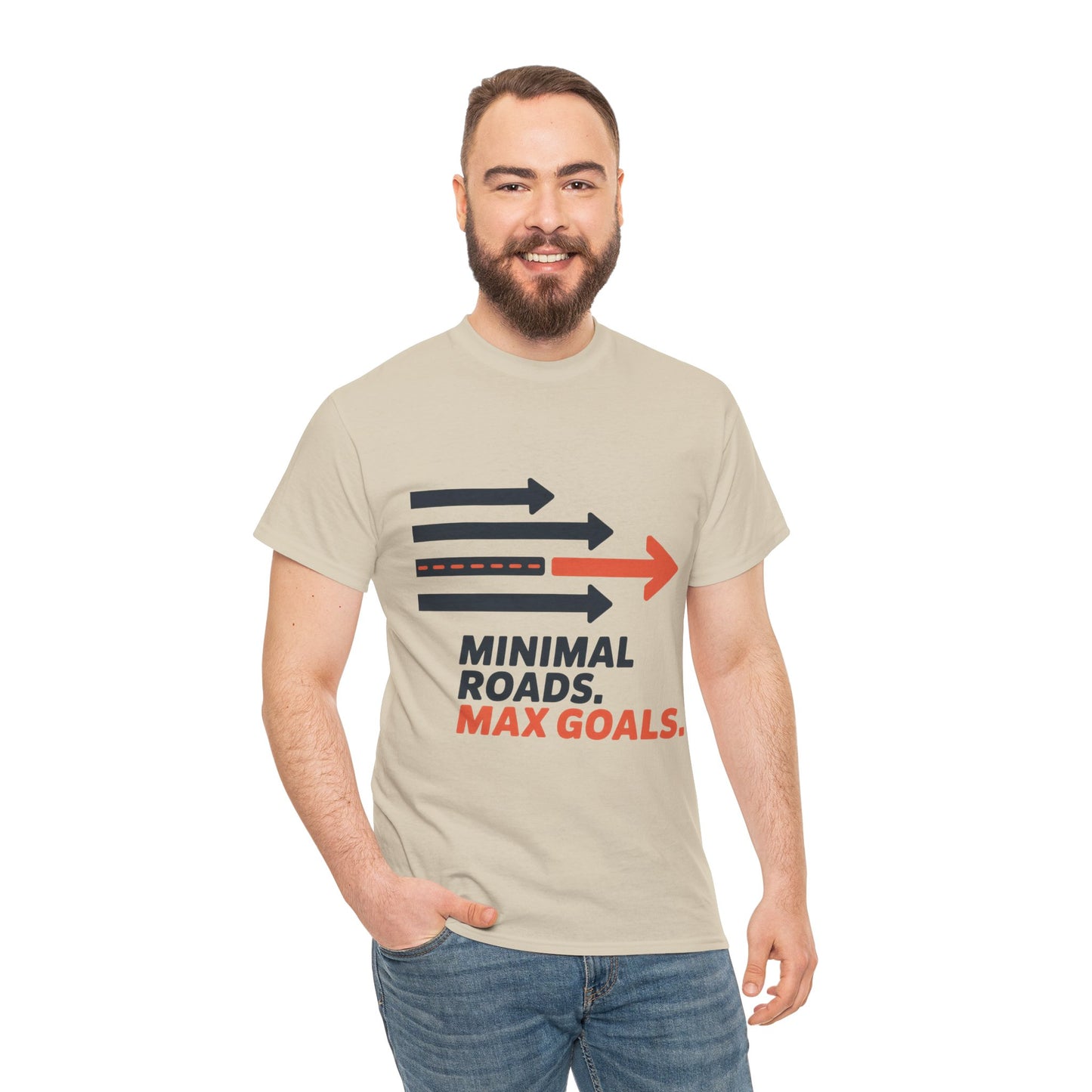 Minimal Roads Max Goals Motivational Mens T-Shirt, Urban Style Graphic Tee