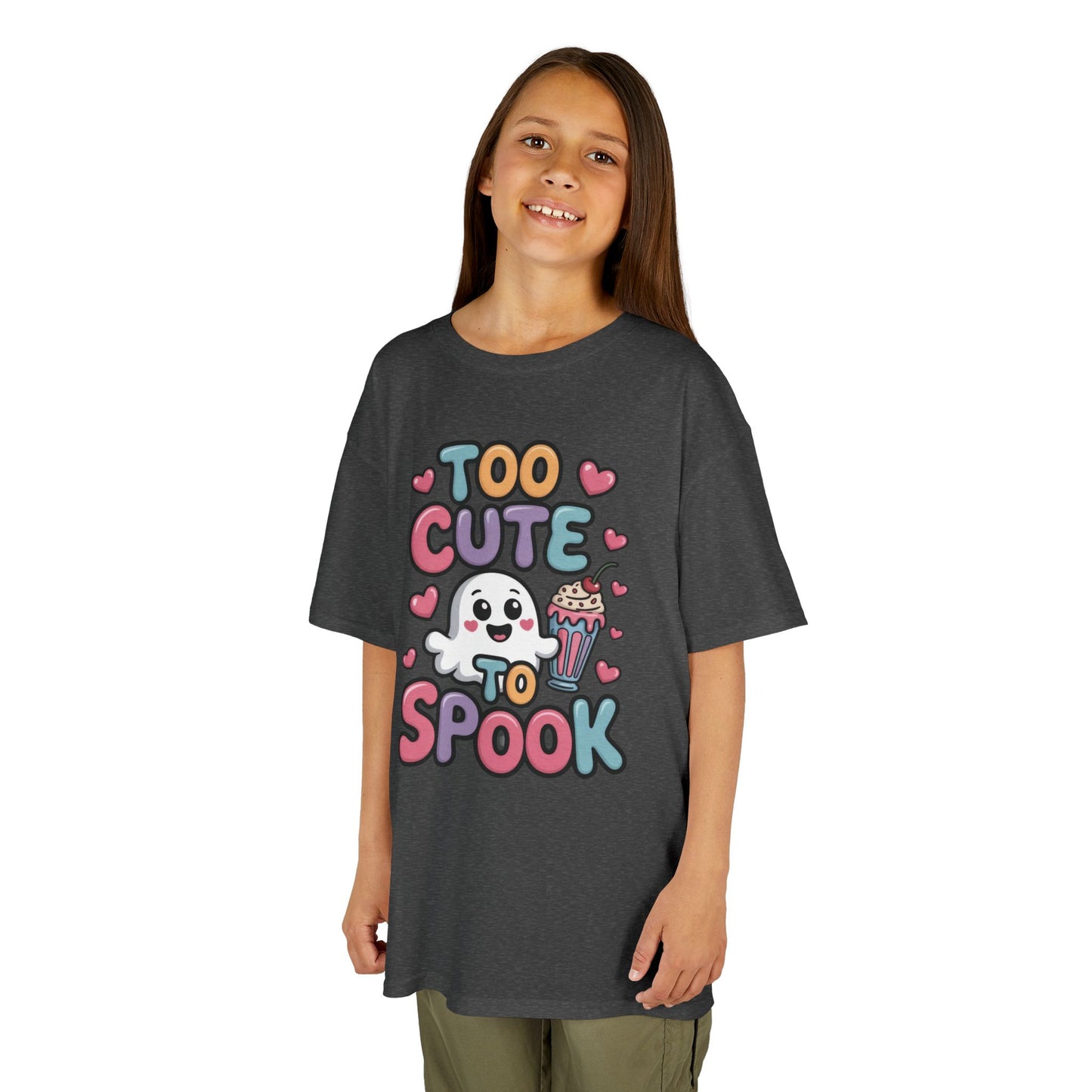 Kids Too Cute To Spook T-Shirt, Cute Ghost Milkshake Shirt, Kawaii Halloween Tee for Boys & Girls