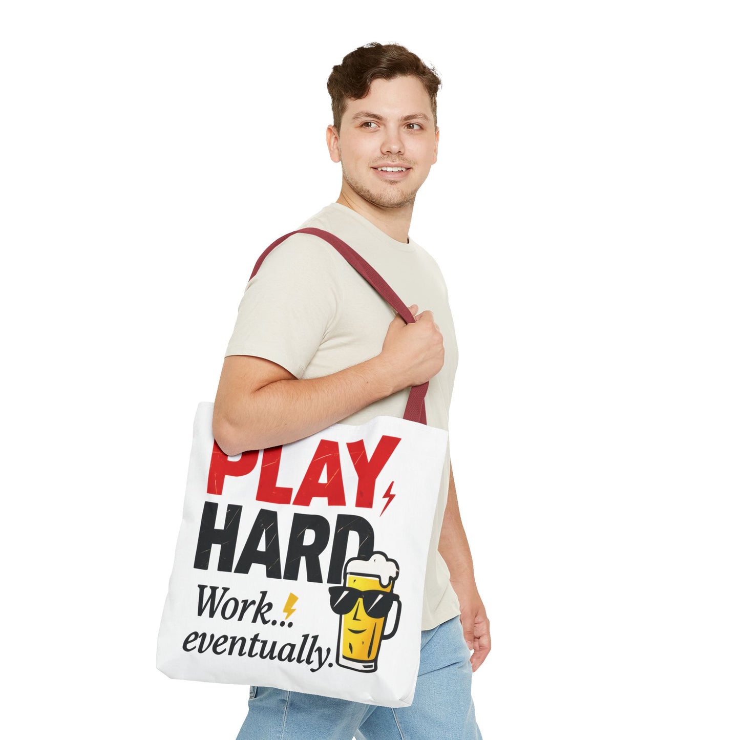 Play Hard Tote Bag - Fun, Stylish, Tote for Work & Play, Summer, Gift, Beach Bag, Everyday Carry, Beach Weekender Bag, large canvas bag