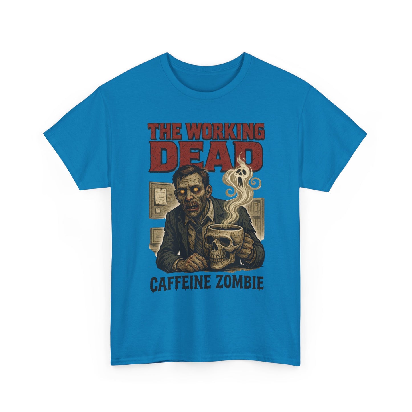 The Working Dead Men's Funny Zombie Work T-Shirt, Office Humor Tee, Halloween Office Tee, Coffee Zombie Shirt