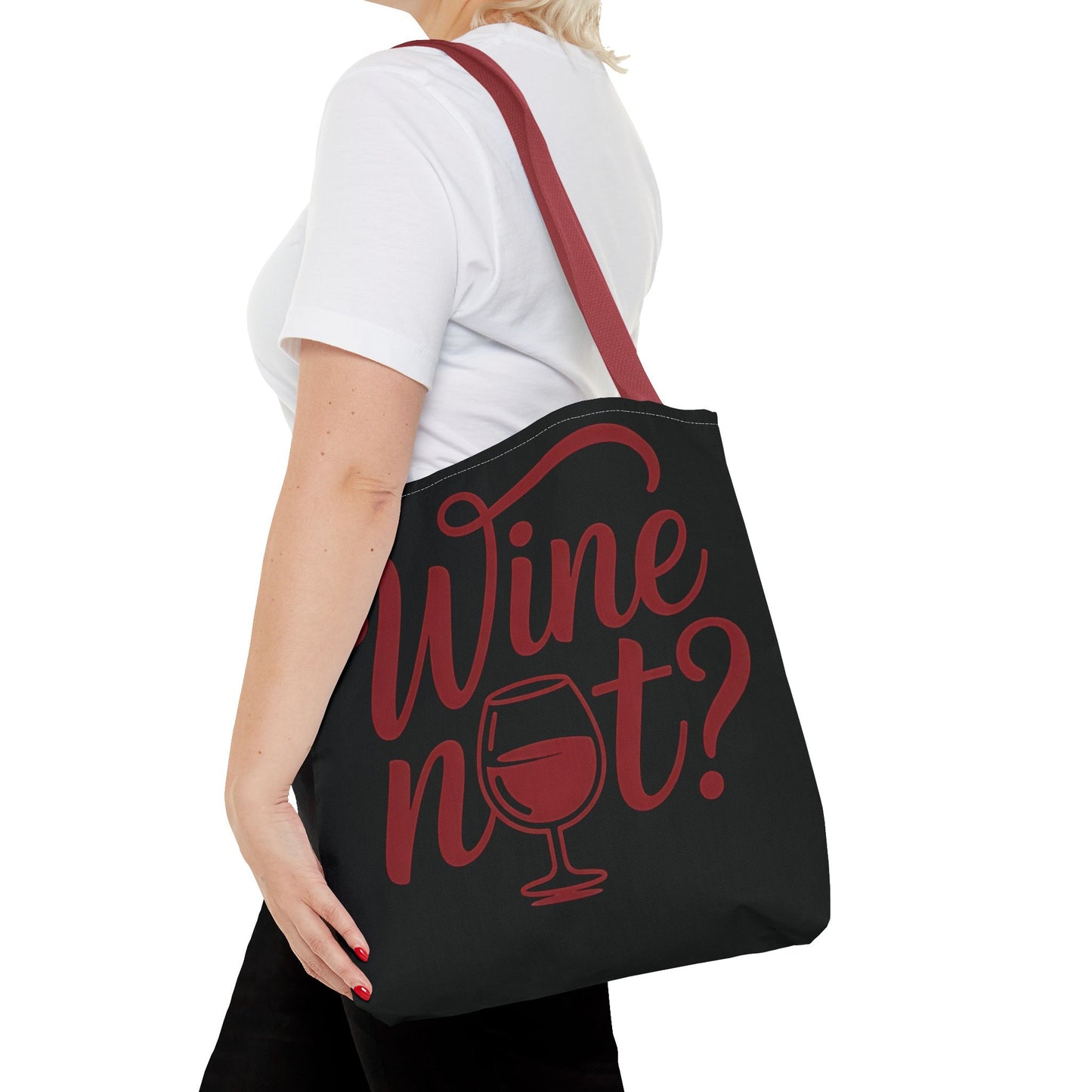 Wine Not? Tote Bag - Fun Wine Lover's Accessory for Parties, Gift for Wine Enthusiasts, Perfect for Grocery or Beach Outings, AOP Design