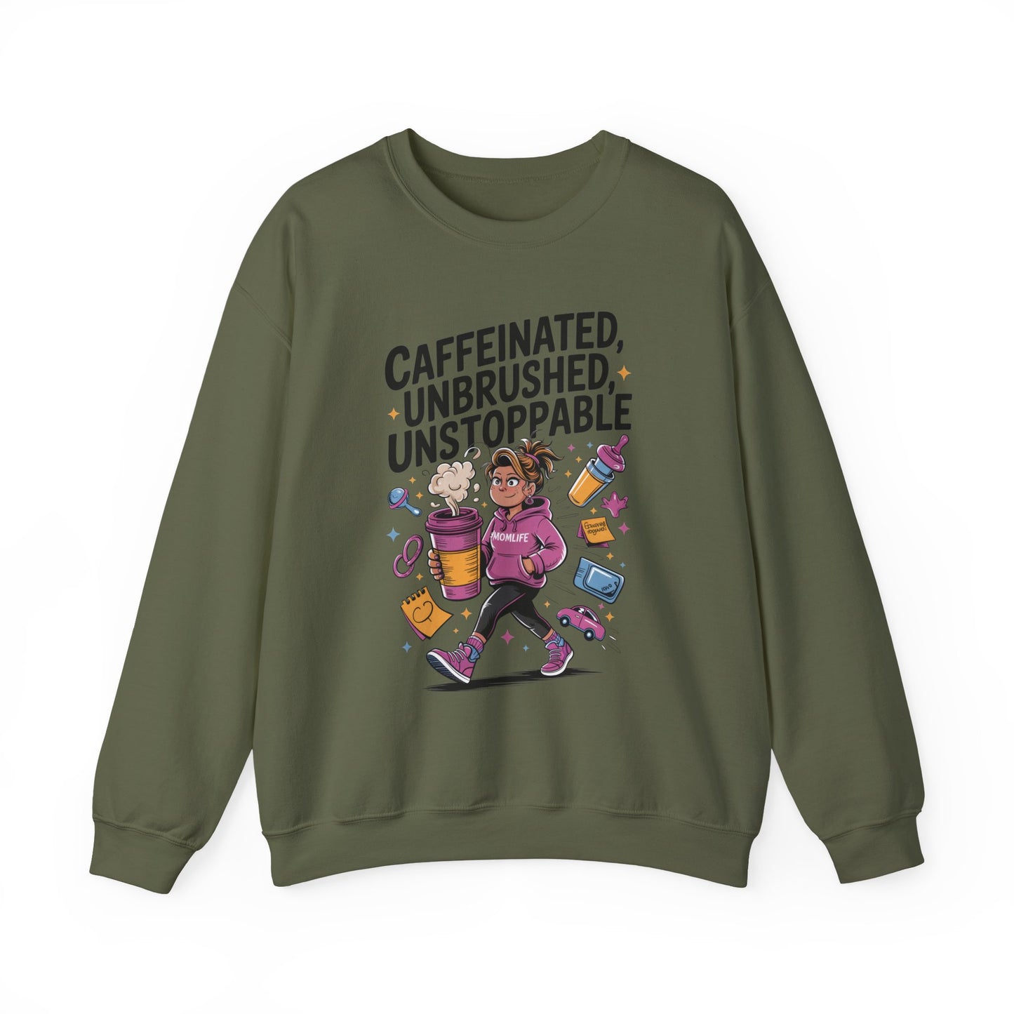 Caffeinated Mom Sweatshirt, Funny Mom Life Quote, Mother's Day Gift,New Mother Tired Mother Gift, Coffee Lover Gift, Coffee Addict Mom
