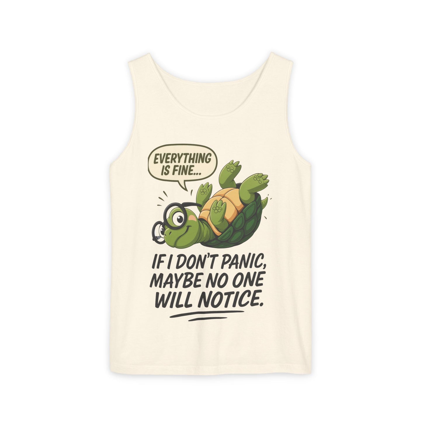 Funny Turtle Womens Tank Top, Everything is Fine, Womens Summer Apparel, Relaxed Fit, Pool Party, Beachwear, Humorous Gift