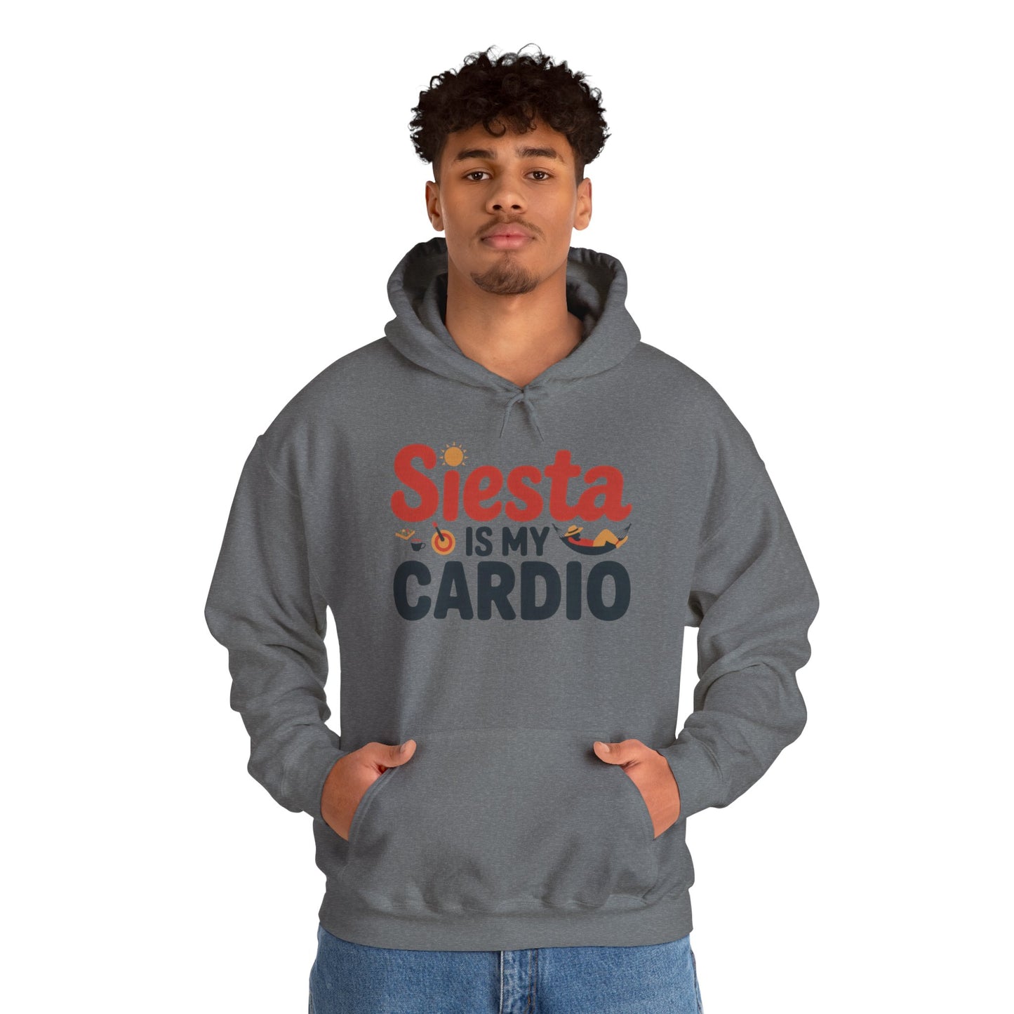 Mens Heavy Blend™ Hooded Sweatshirt, Siesta Is My Cardio Funny Mens Hoodie Spain Humor Gift