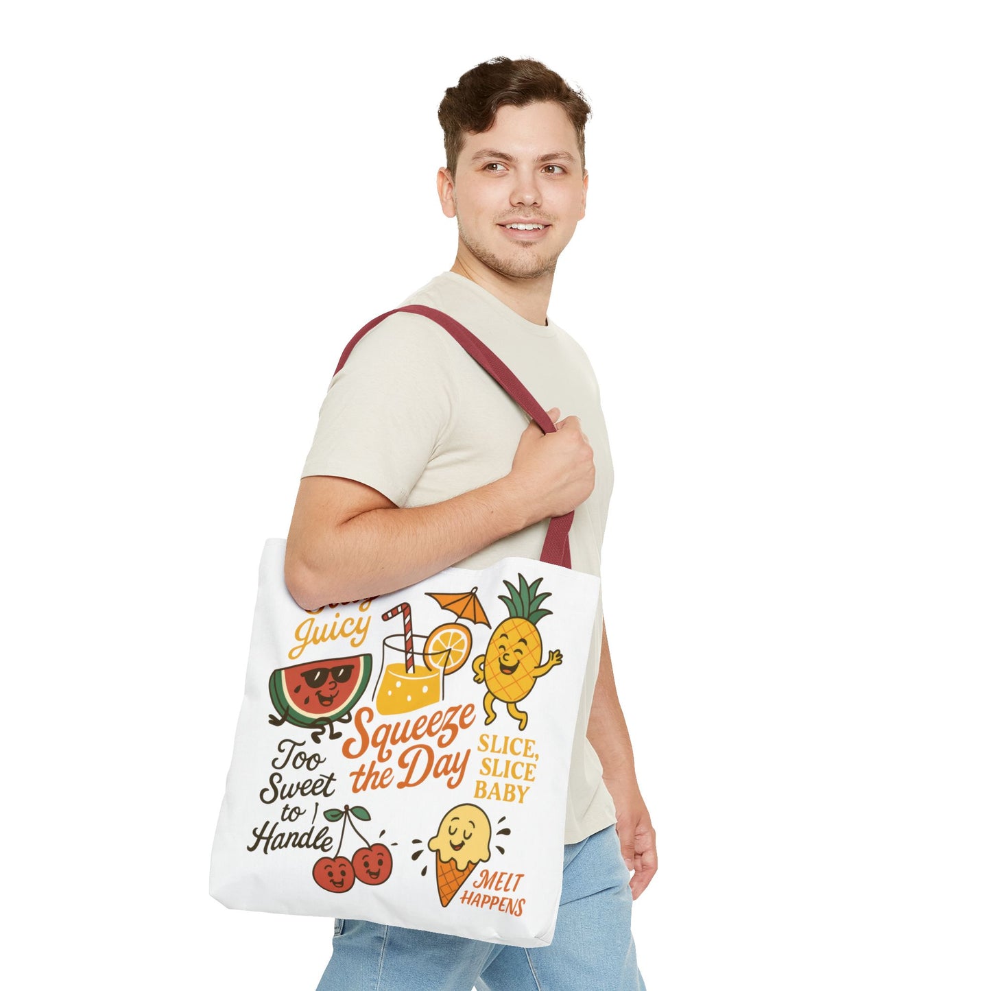 Juicy Summer Tote Bag, Fun Beach Carryall, Perfect for Grocery Shopping, Reusable Market Tote, Cute Gift for Fruit Lovers, Large Tote Bag