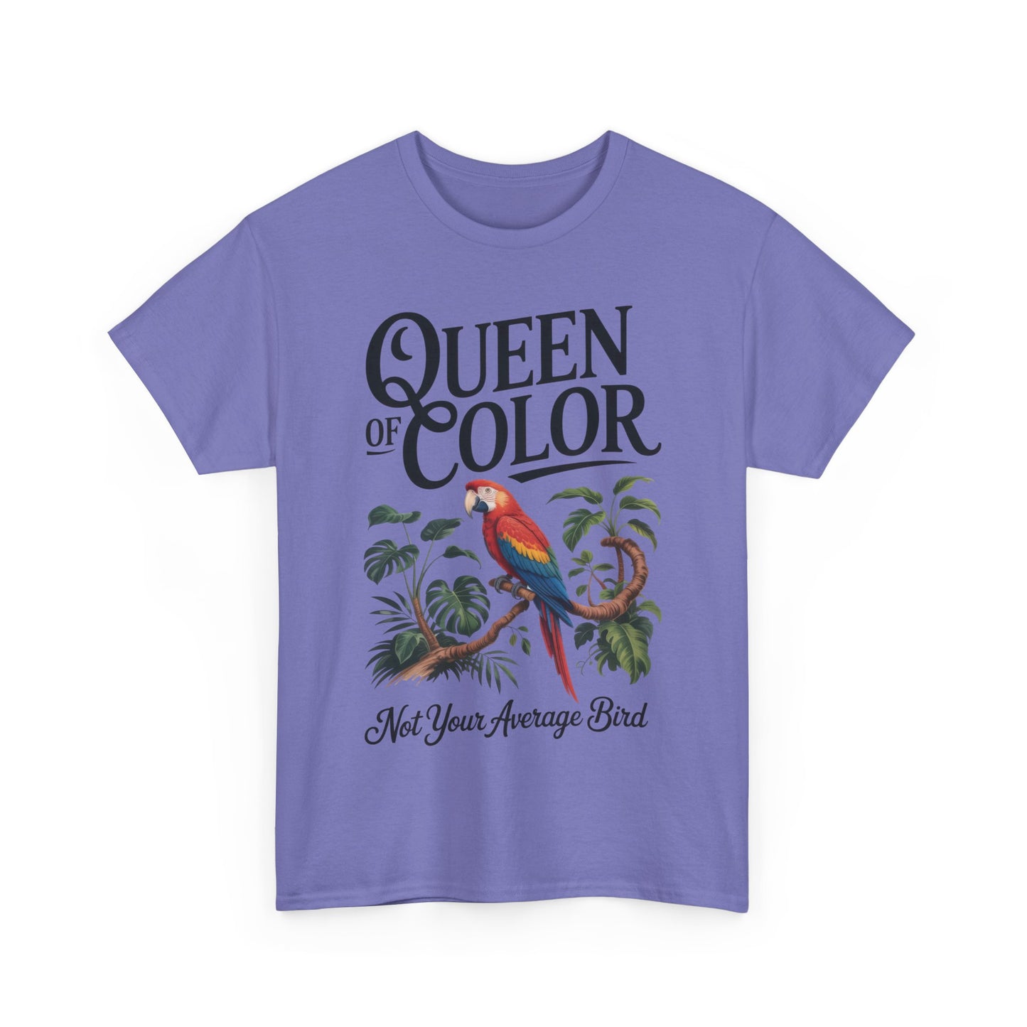 Colorful Queen Womens Tee, Fun Graphic T-Shirt, Casual Wear, Gift for Bird Lovers, Trendy Summer Apparel