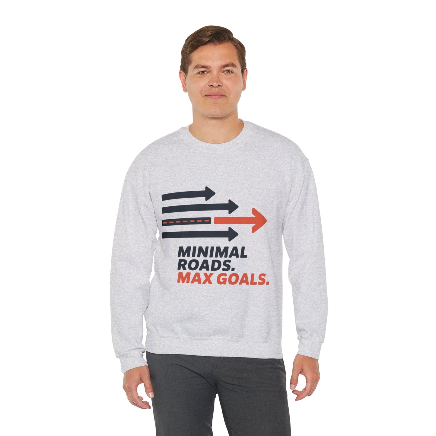 Mens Heavy Blend™ Crewneck Sweatshirt, Minimal Roads Max Goals Motivational Mens Sweatshirt