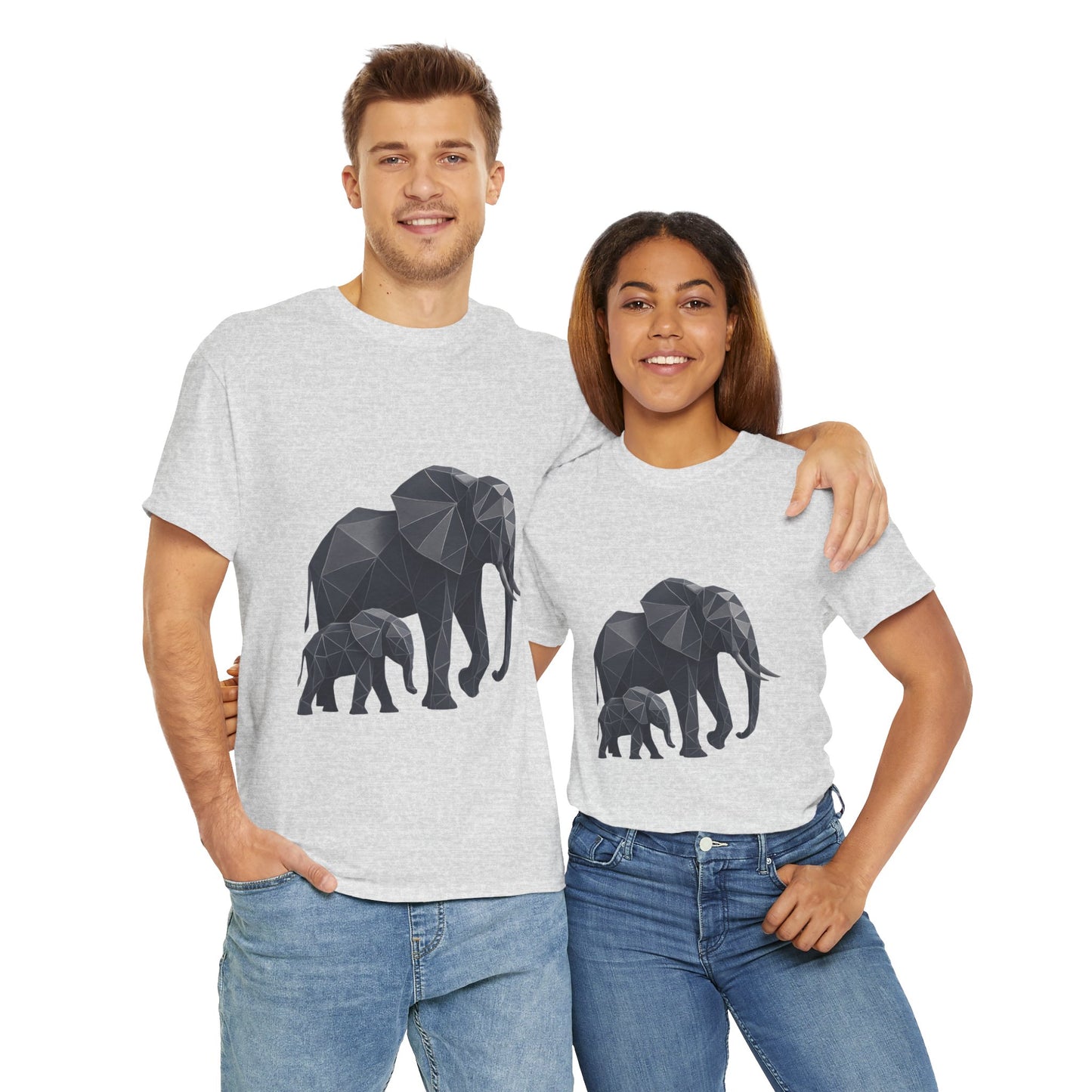 Geometric Elephant Tee - Minimalist Art Shirt, Nature Lover Gift, Animal Print T-Shirt, Unisex Cotton Tee, Eco-Friendly Wear