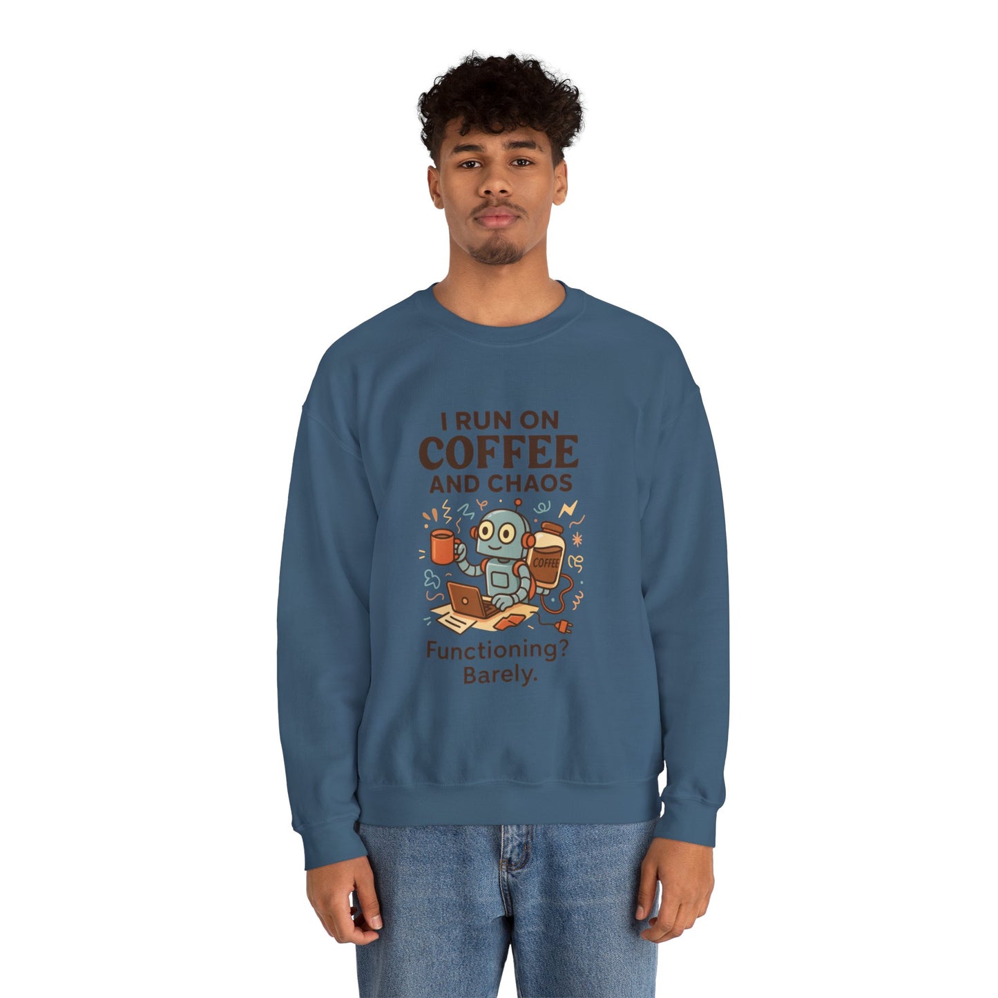 Coffee and Chaos Crewneck Sweatshirt, Funny Sweatshirt for Coffee Lovers, Unisex Gift, Cozy Everyday Wear, Ideal for Holidays