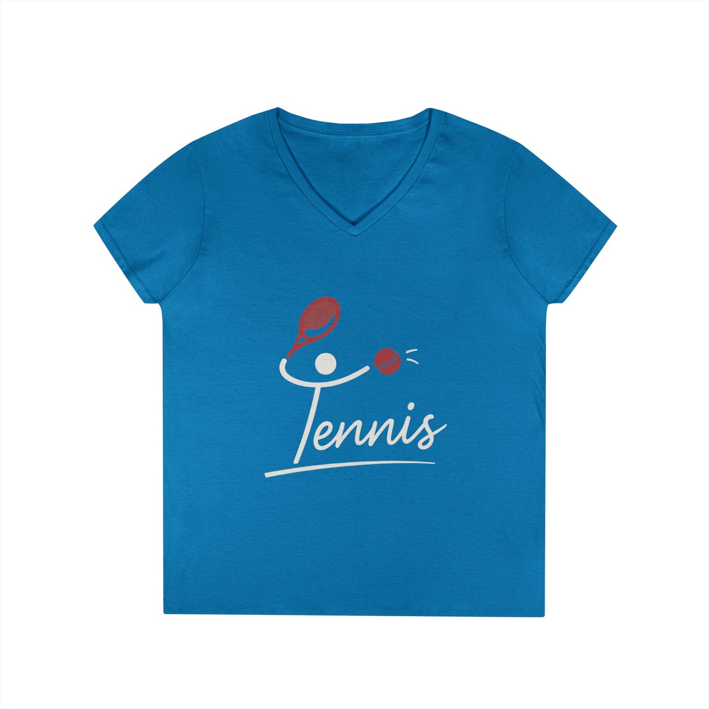 Ladies' V-Neck T-Shirt, Womens Tennis Graphic T-Shirt, Cute Sports Tee, Funny Workout Gym Top for Women