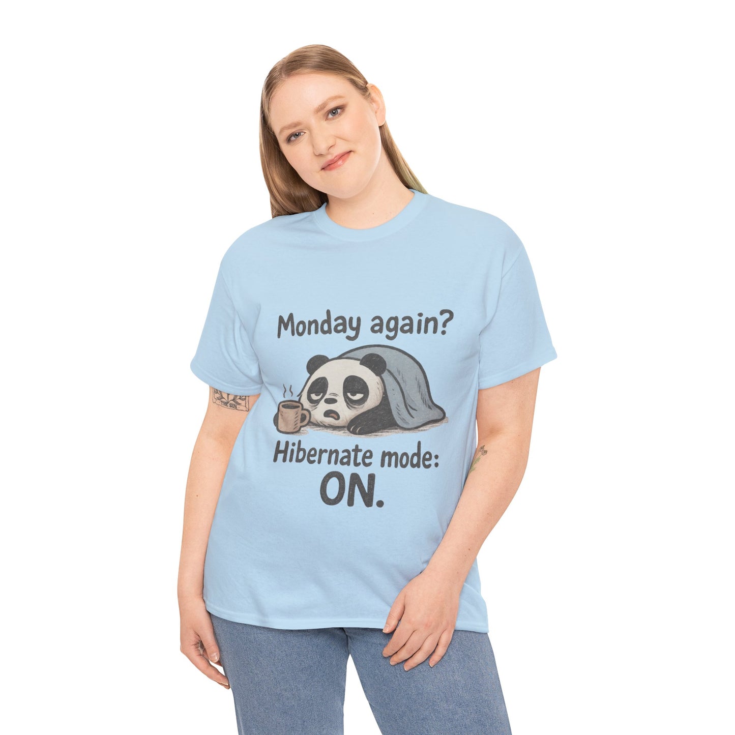 Funny Panda Hibernate Womens Tee, Cute Animal Shirt, Unisex Cotton Tee, Gift for Lazy Days, Monday Motivation T-shirt