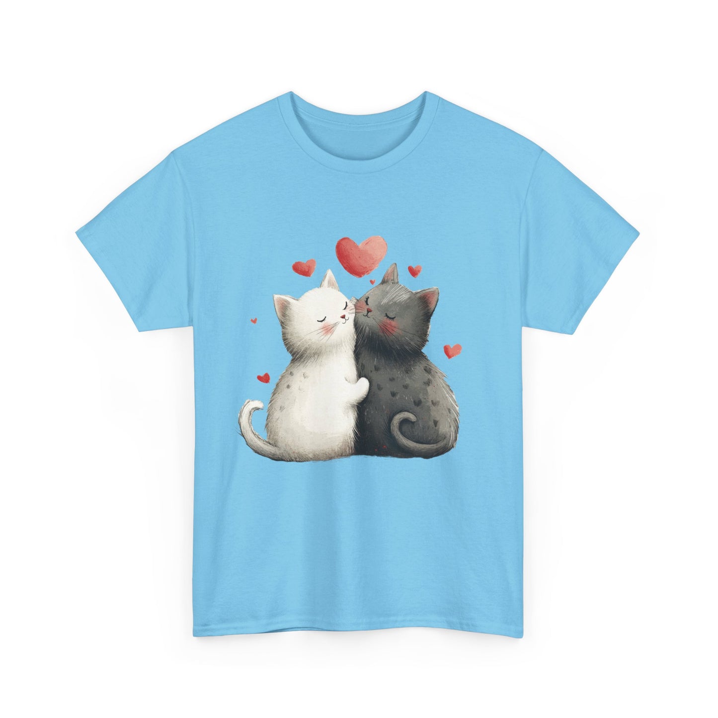 Cute Cat Love T-Shirt, Adorable Feline Couple Tee, Gift for Cat Lovers, Valentine's Day Shirt, Cozy Everyday Wear, Cat Mom T-Shirt