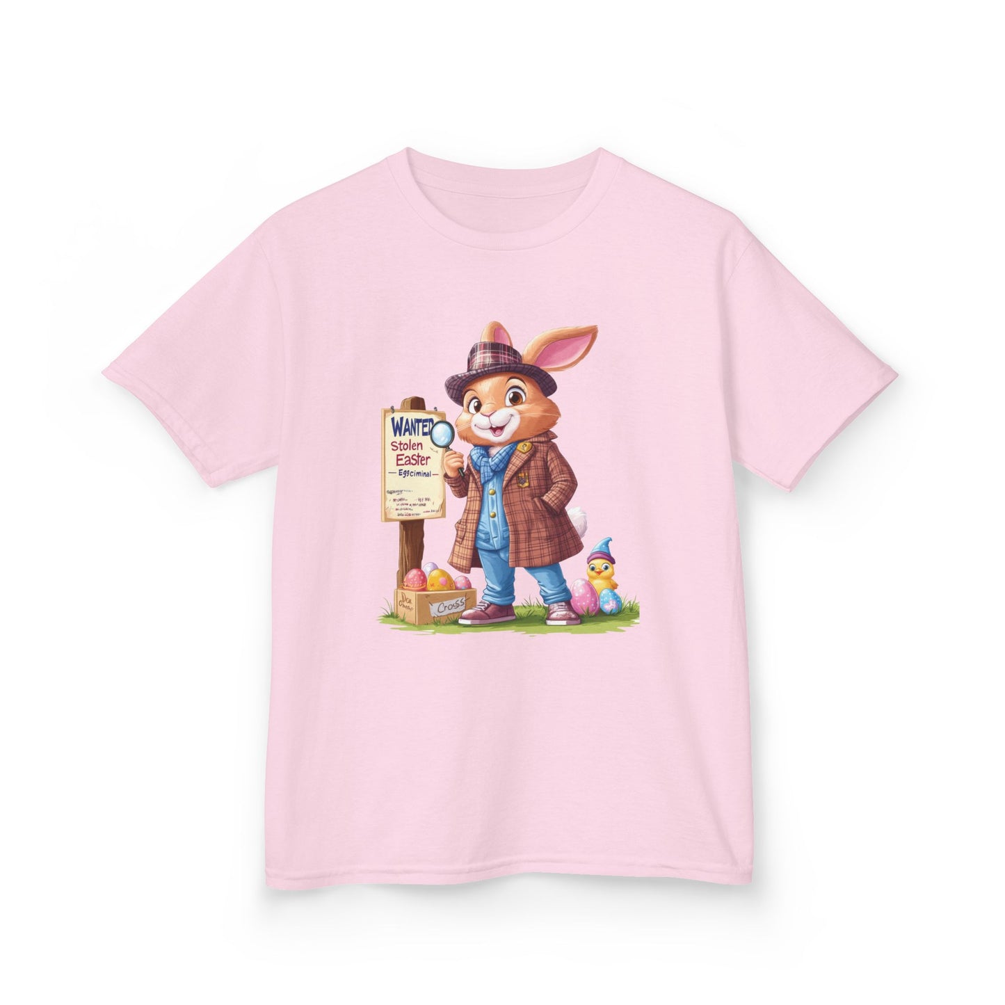 Detective Bunny Easter Kids Tee - Fun Egg Hunt T-Shirt with Mystery Theme, Cute Spring Gift for Kids, Heavy Cotton Easter Outfit