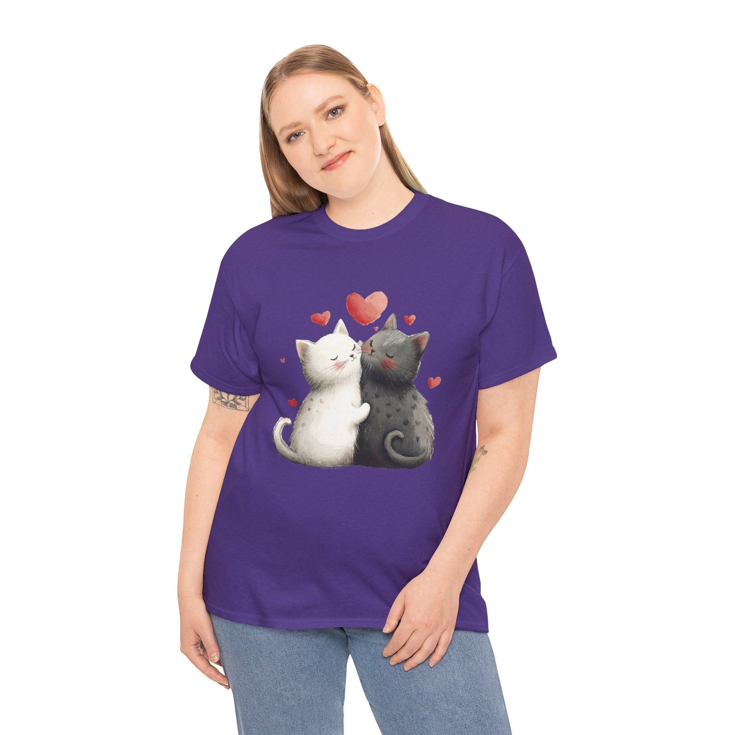 Cute Cat Love T-Shirt, Adorable Feline Couple Tee, Gift for Cat Lovers, Valentine's Day Shirt, Cozy Everyday Wear, Cat Mom T-Shirt