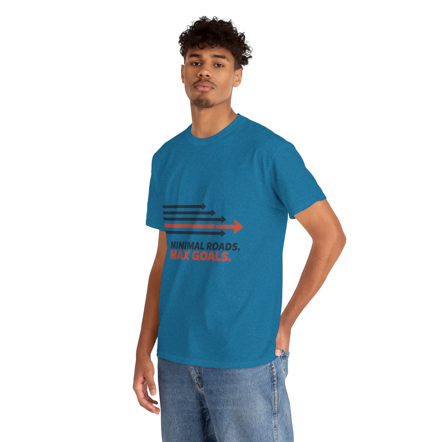 Minimal Roads Max Goals Motivational Mens T-Shirt, Urban Style Graphic Tee
