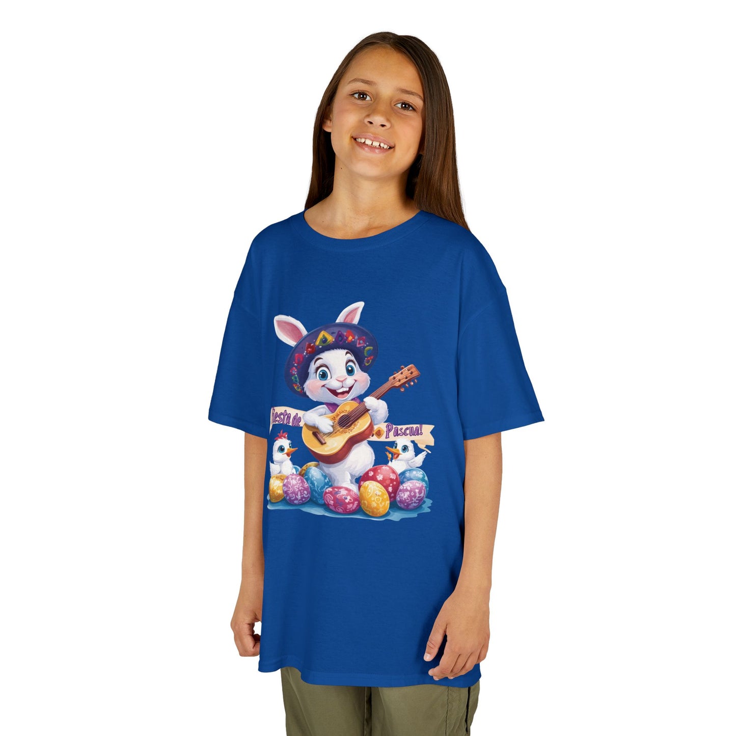 Mexican Easter Bunny Kids T-Shirt - Fiesta de Pascua Shirt with Guitar, Fun Spring Festival Tee, Colorful Holiday Gift for Children