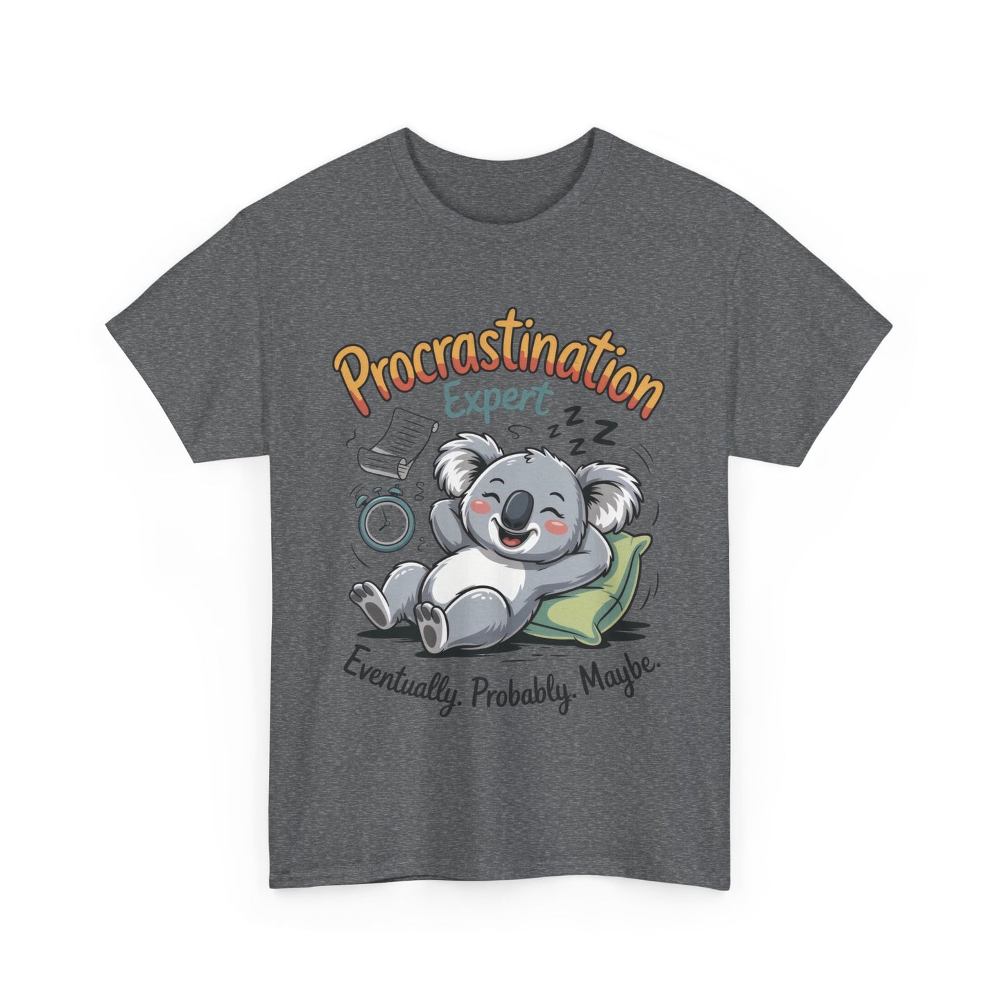 Procrastination Expert Cotton Tee, Funny T-Shirt, Cute Koala Design, Gift for Students, Relaxed Fit Shirt, Gift for Animal Lovers