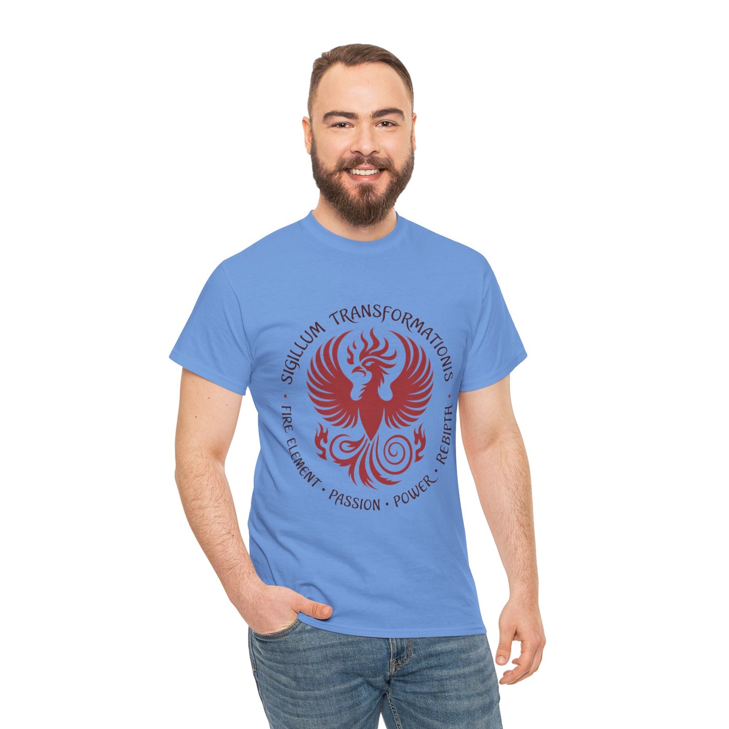 Phoenix Fire Element T-Shirt, Sigillum Transformationis Seal, Passion Power Rebirth Totem, Phoenix Symbol Unisex Tee, Spiritual Tee