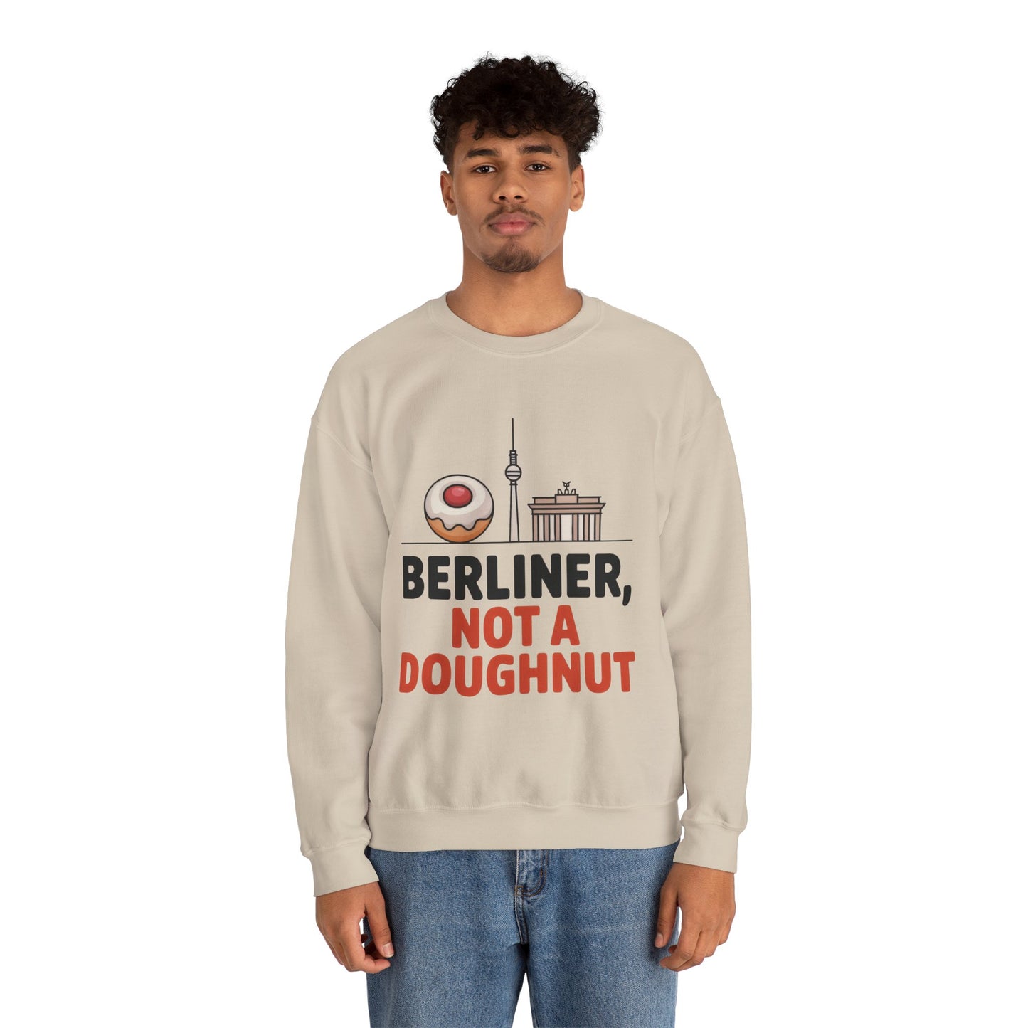 Mens Heavy Blend™ Crewneck Sweatshirt, Berliner Not a Doughnut Funny Berlin Mens Sweatshirt