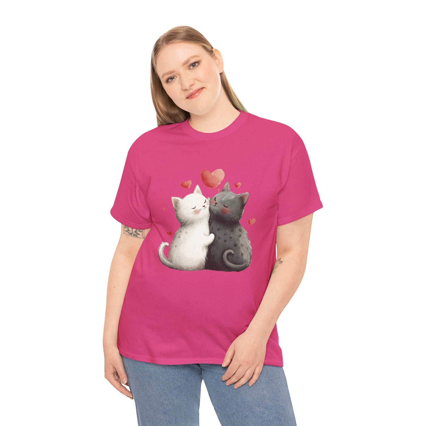 Cute Cat Love T-Shirt, Adorable Feline Couple Tee, Gift for Cat Lovers, Valentine's Day Shirt, Cozy Everyday Wear, Cat Mom T-Shirt