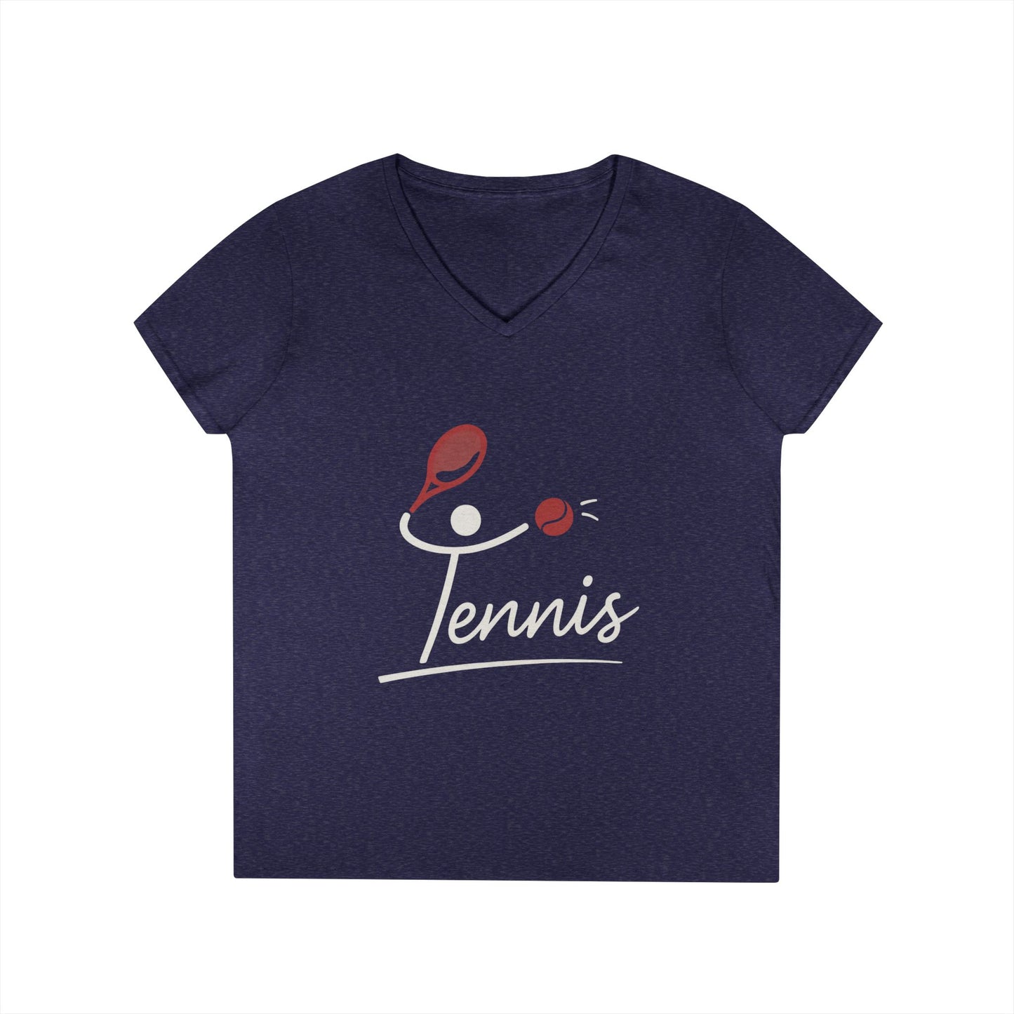 Ladies' V-Neck T-Shirt, Womens Tennis Graphic T-Shirt, Cute Sports Tee, Funny Workout Gym Top for Women