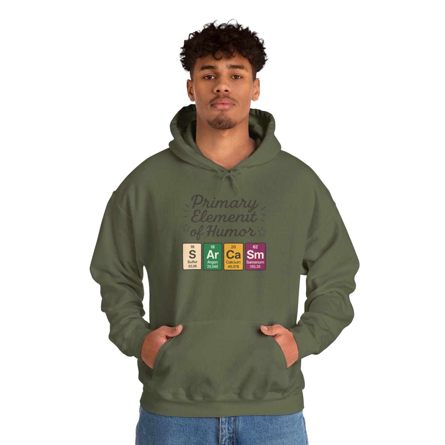 Sarcasm Hoodie for Men, Funny Nerd Hoodie, Primary Element of Humor Sweatshirt, Science Lover Gift for Him, Sarcastic Humor Apparel