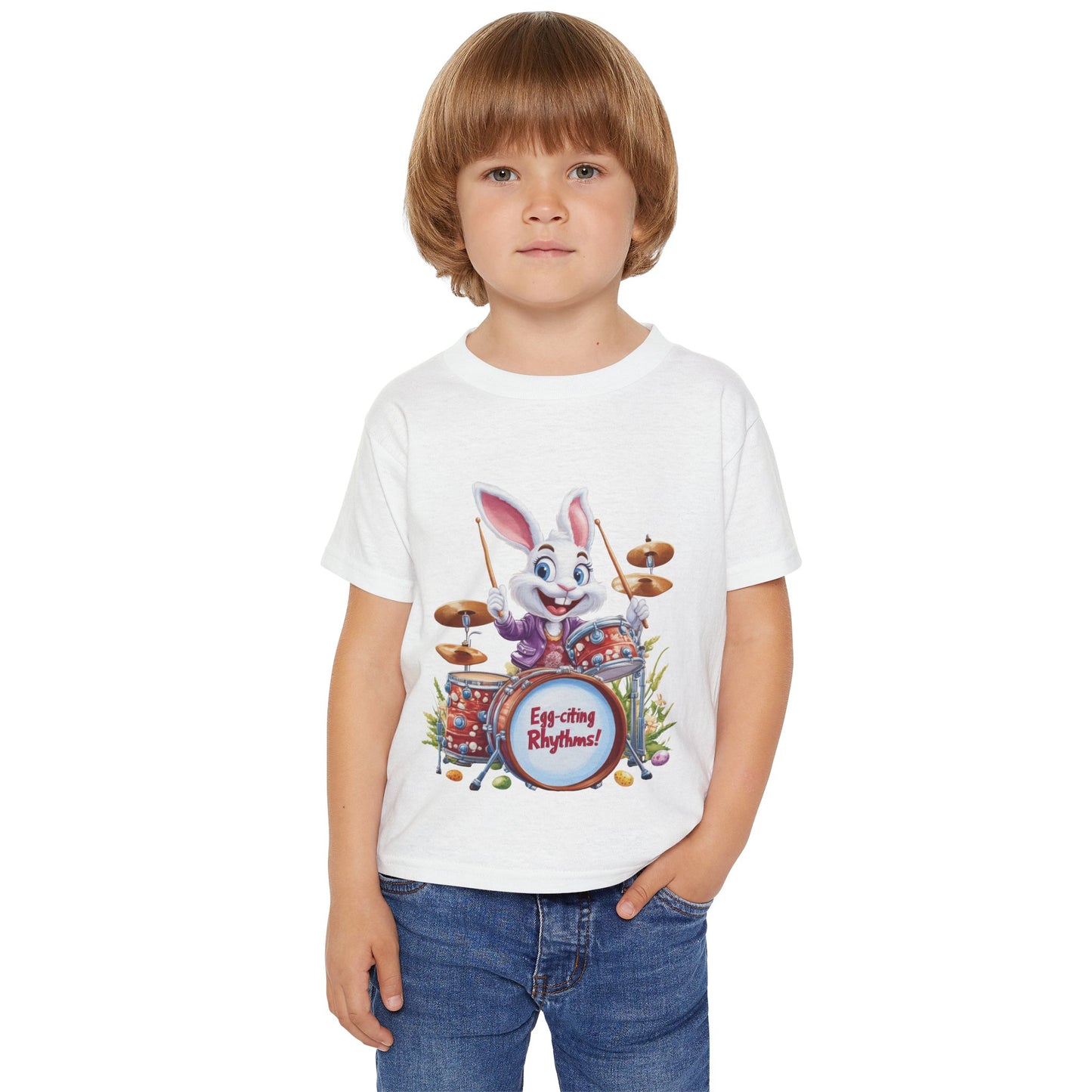 Easter Bunny Drummer Toddler T-Shirt - Fun Spring Apparel, Kids Music Shirt, Egg-citing Rhythms, Perfect Gift for Easter, Toddler Fashion